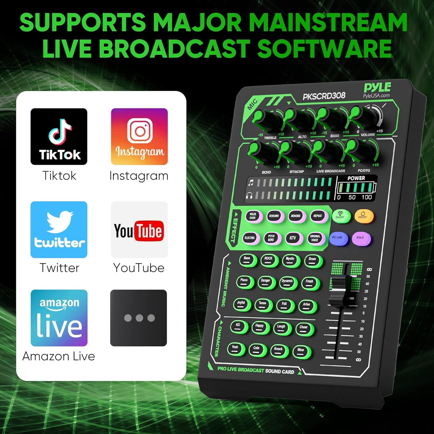 Tarjeta de Sonido Pyle PKSCRD308 Bluetooth con Micrófono