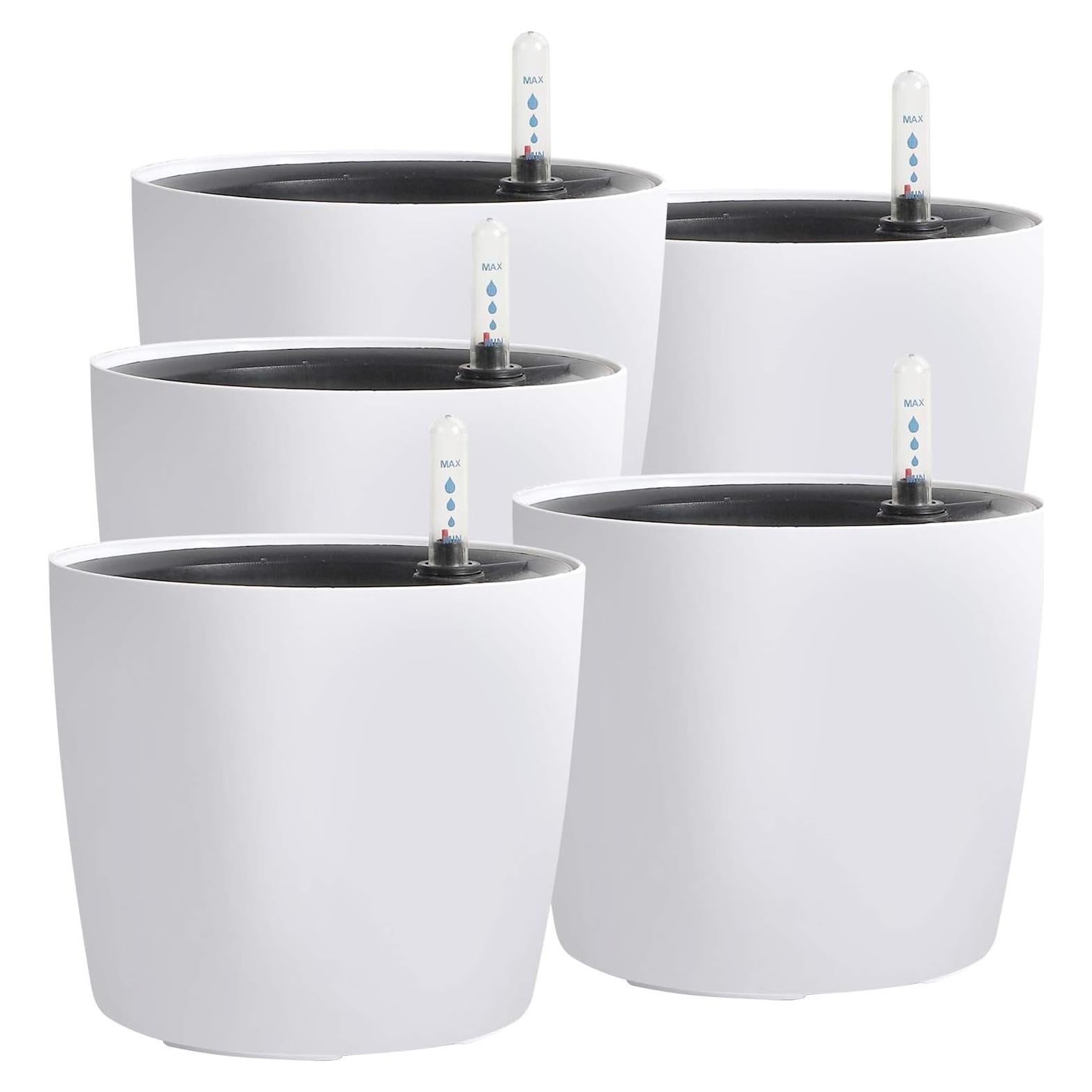 Maceta Autorriego KINJOEK 5 Paquetes 17.78 cm Blanca