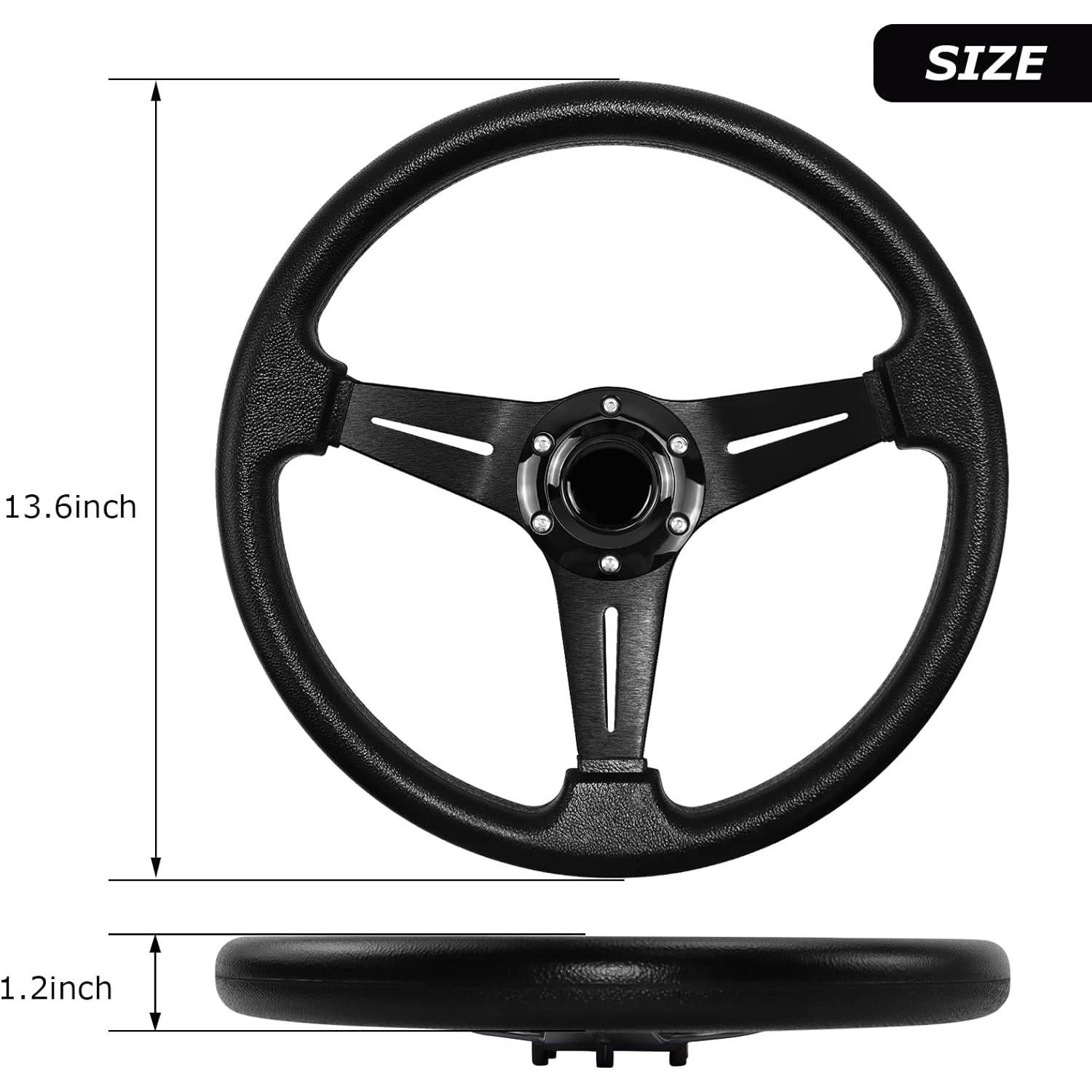 Volante de Carreras QYMOPAY 35 cm Antideslizante Negro