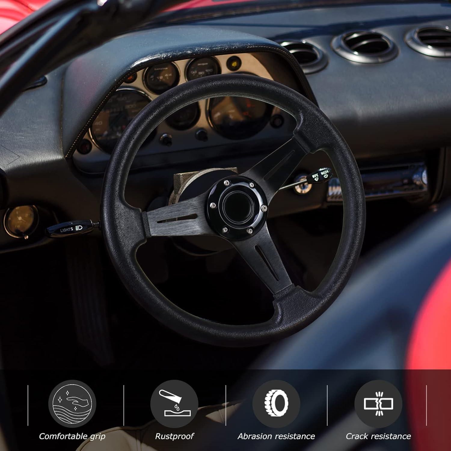 Volante de Carreras QYMOPAY 35 cm Antideslizante Negro