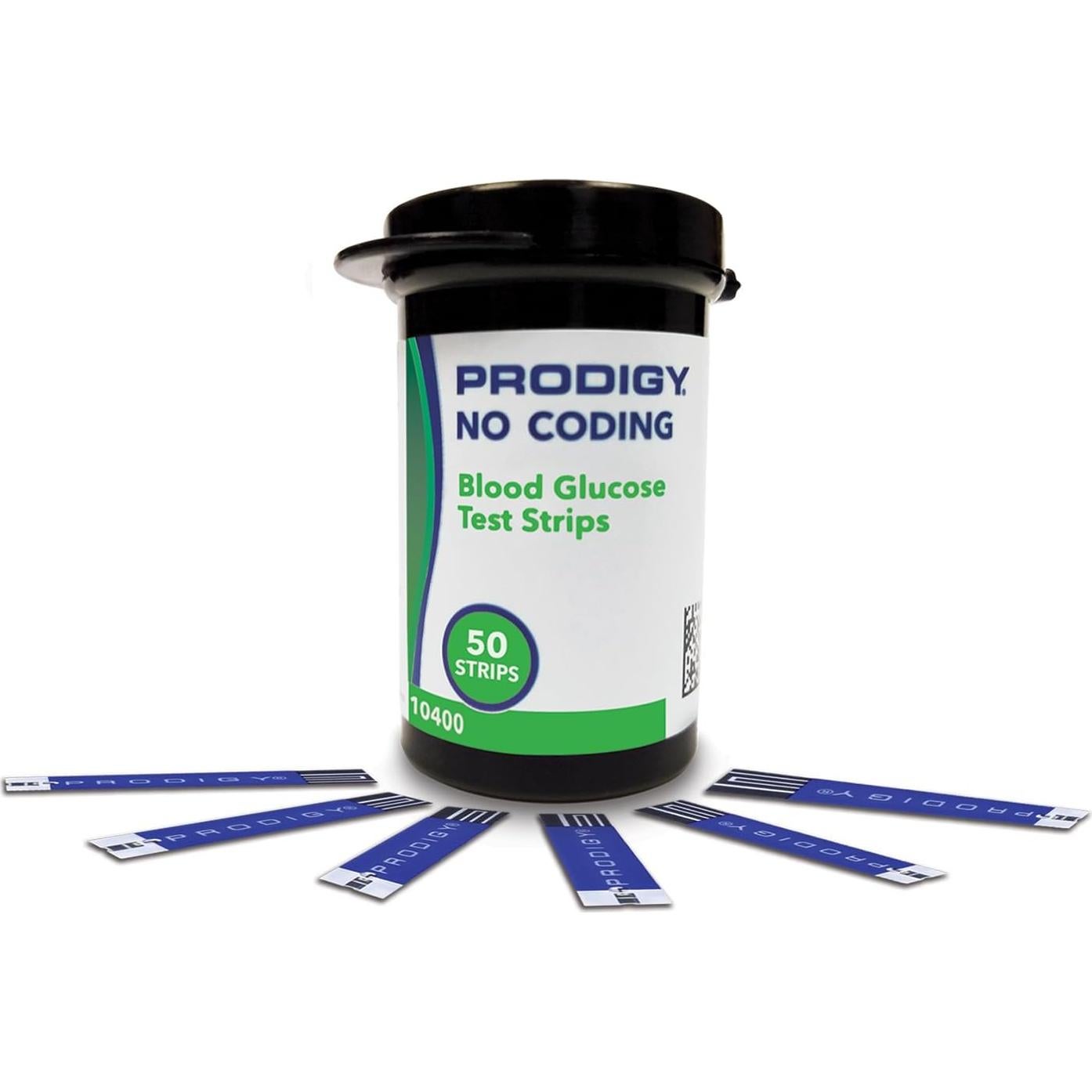 Tiras de Prueba Glucosa PRODIGY 10400 Sin Codificación 50u