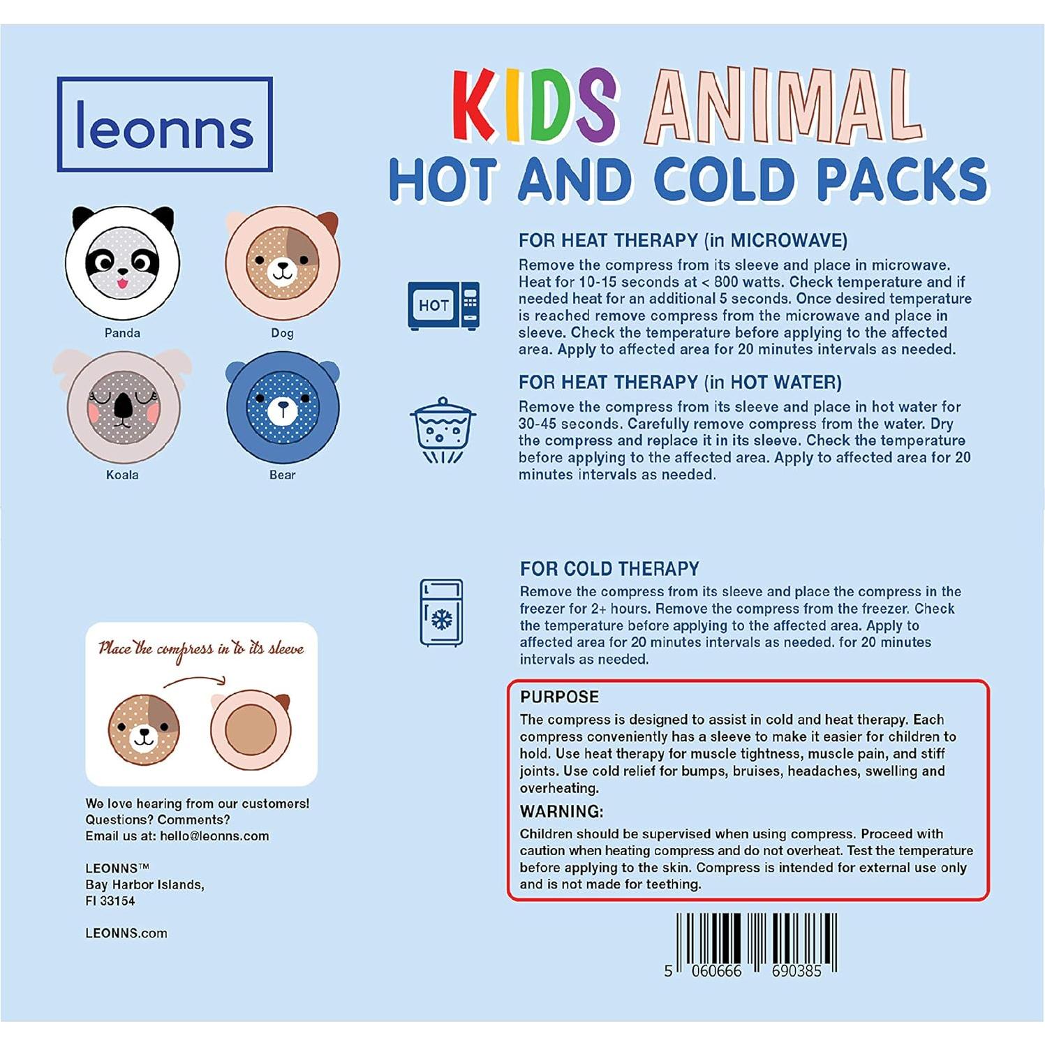 Paquetes de Hielo Boo Boo para Niños 4-Pack Panda - Terapia Fría y Caliente