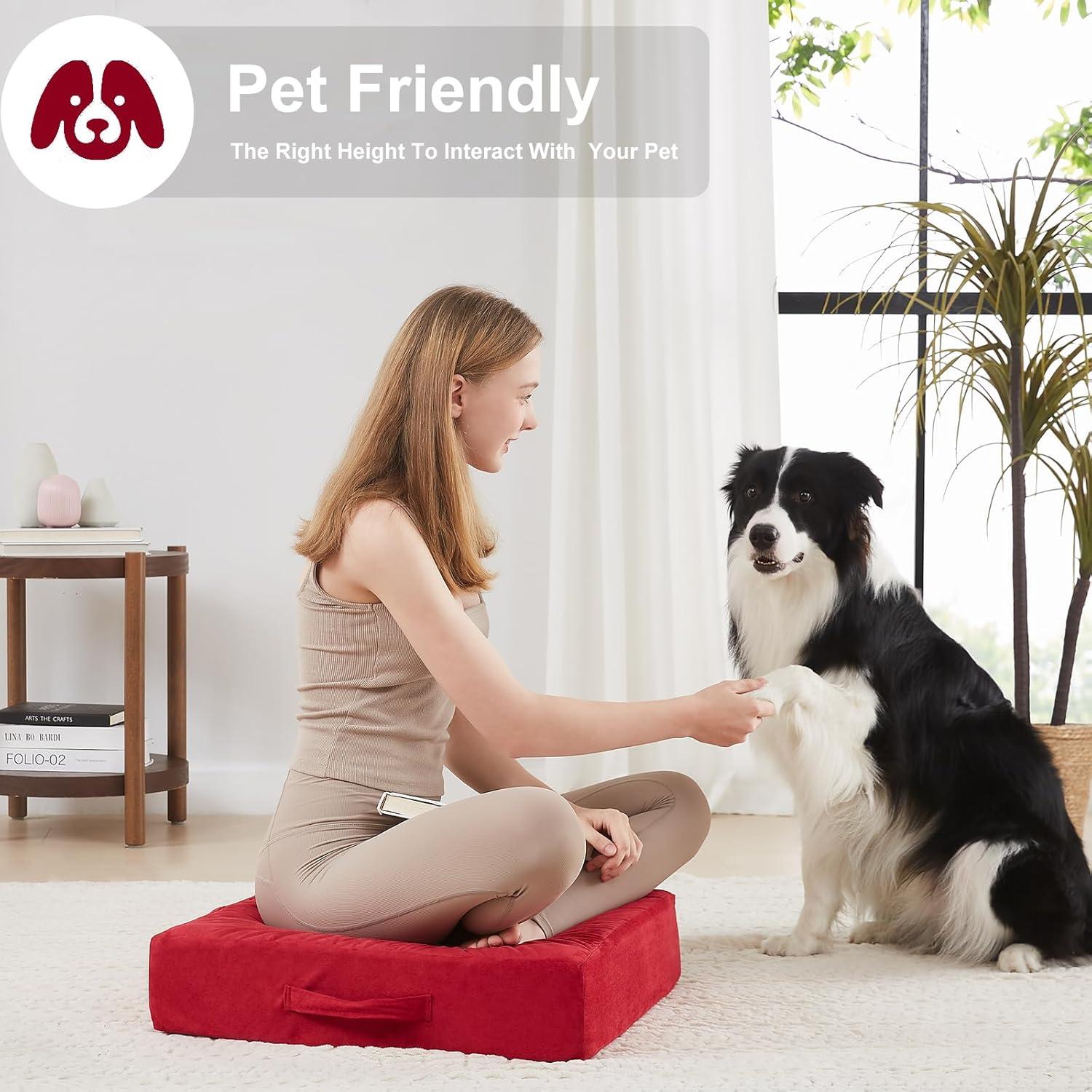 Almohadilla de Suelo JKMAX 56x56 cm Burdeos - Espuma de Memoria