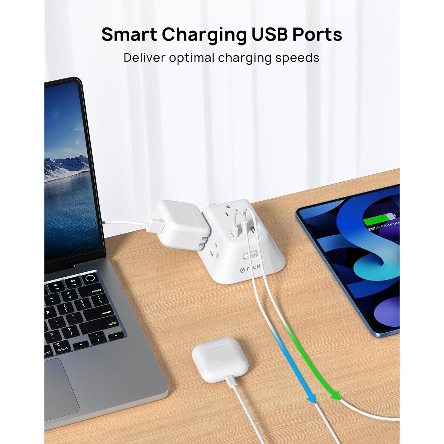 Regleta de Sostenedor de Escritorio TROND 5 Salidas AC 3 USB