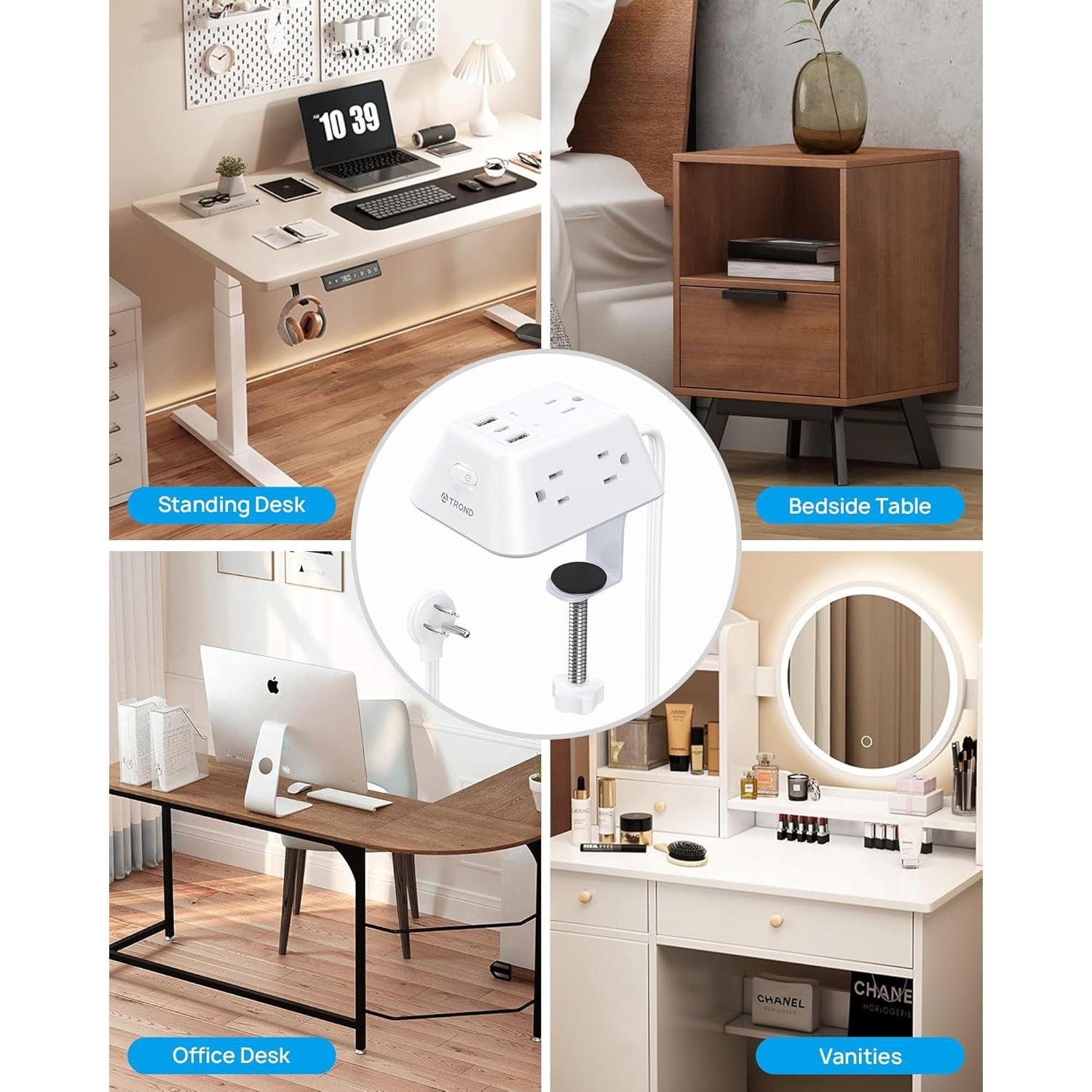 Regleta de Sostenedor de Escritorio TROND 5 Salidas AC 3 USB