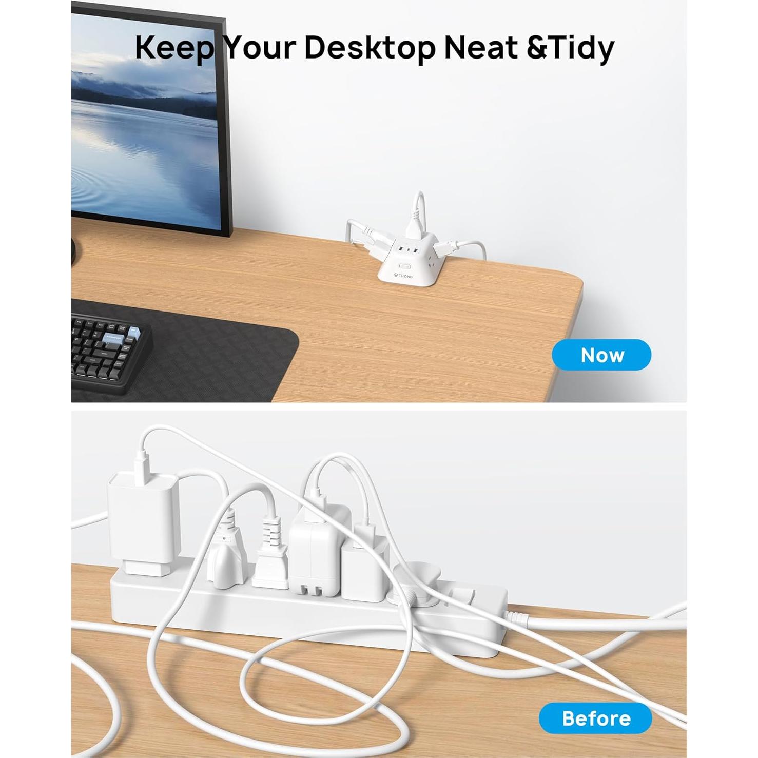 Regleta de Sostenedor de Escritorio TROND 5 Salidas AC 3 USB