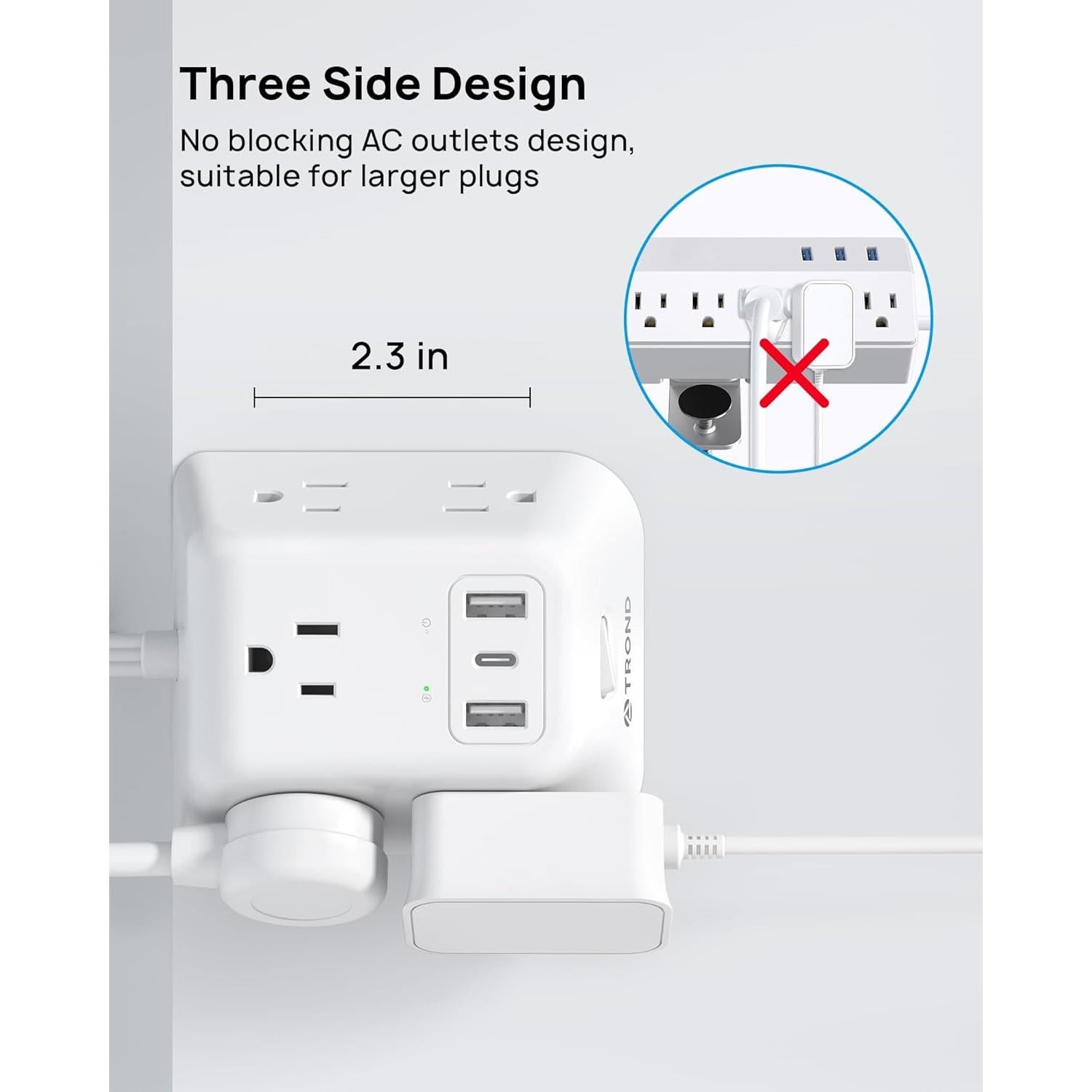 Regleta de Sostenedor de Escritorio TROND 5 Salidas AC 3 USB