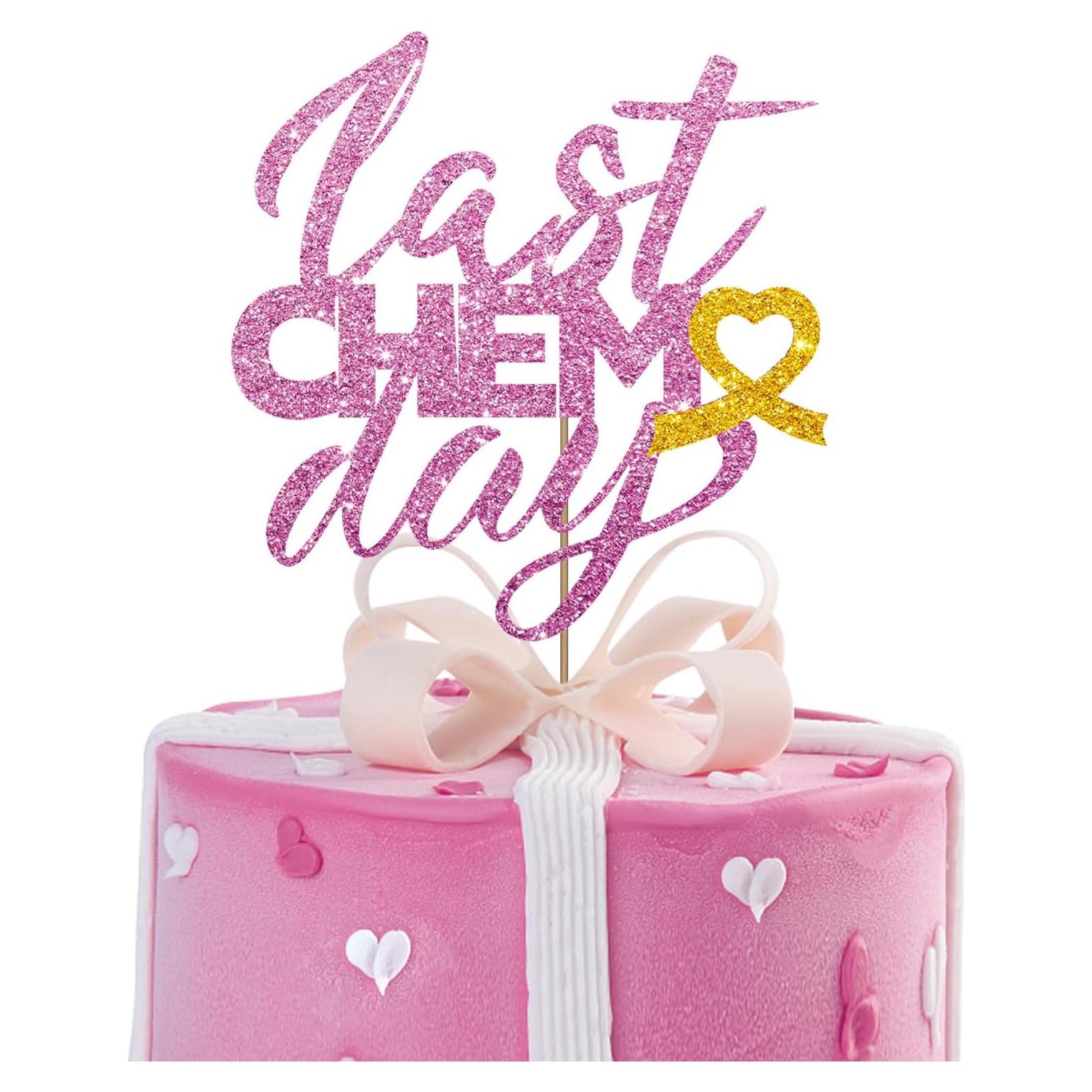 Toppers de pastel MINUET MINUTE quimioterapia rosa 15.2x6.9cm