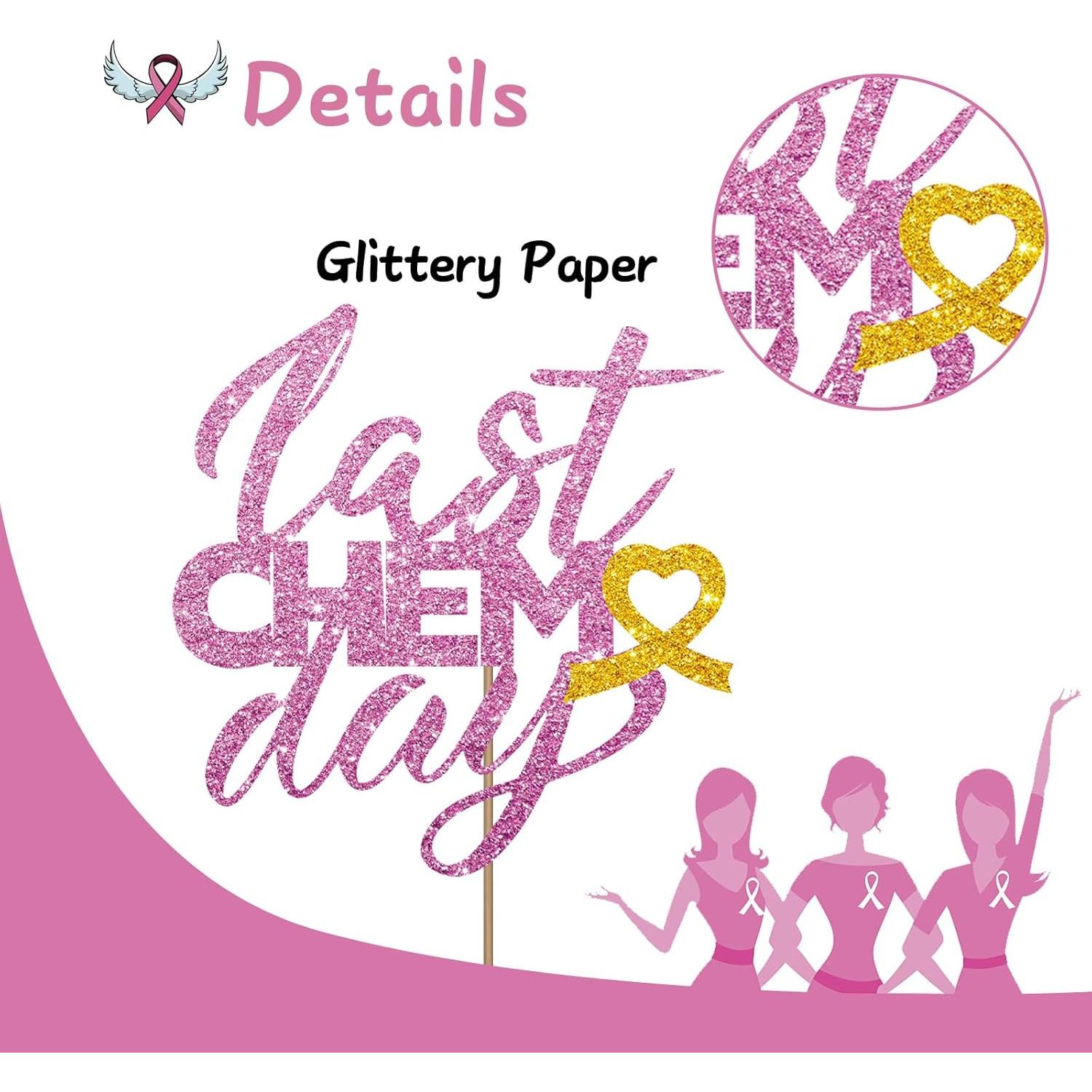 Toppers de pastel MINUET MINUTE quimioterapia rosa 15.2x6.9cm