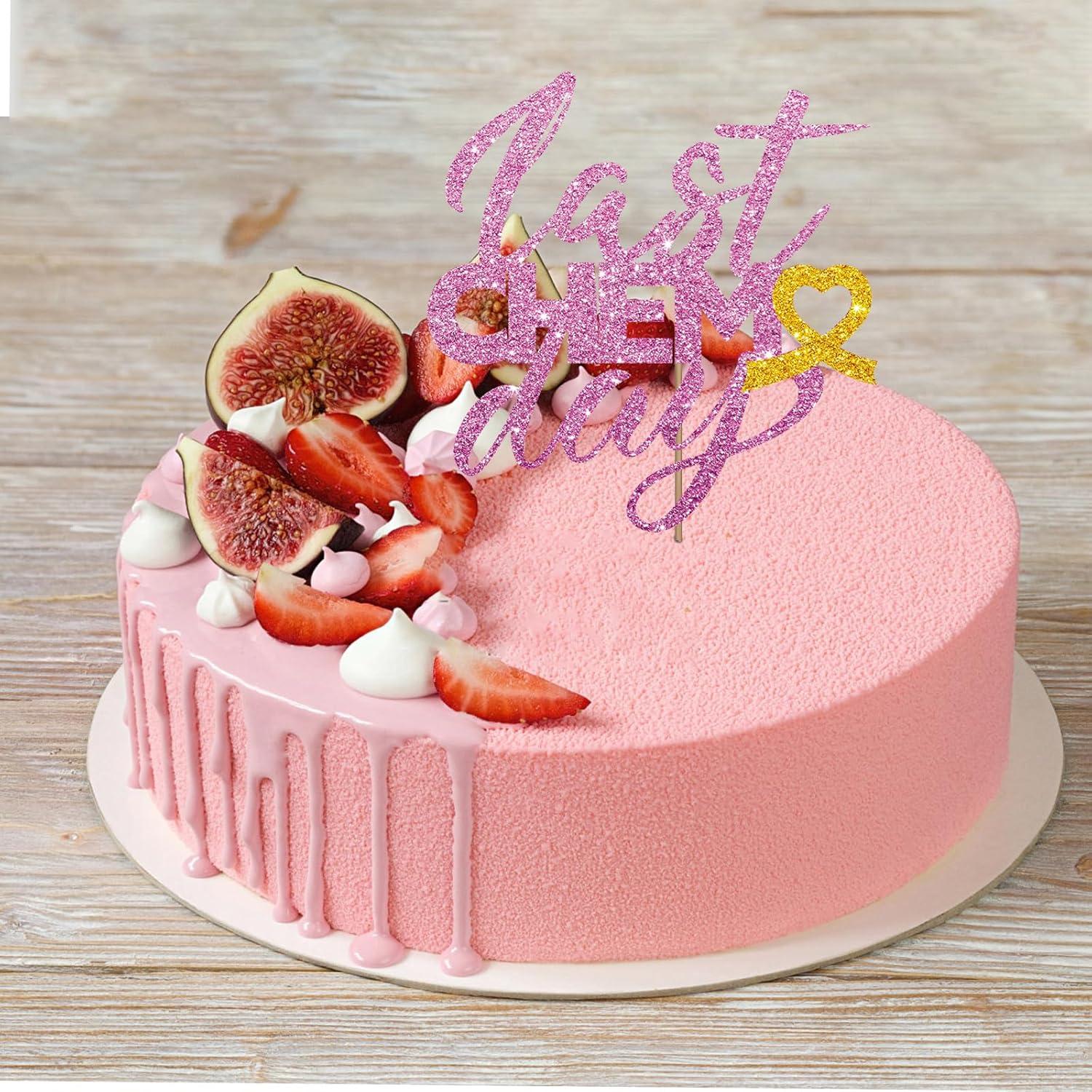 Toppers de pastel MINUET MINUTE quimioterapia rosa 15.2x6.9cm