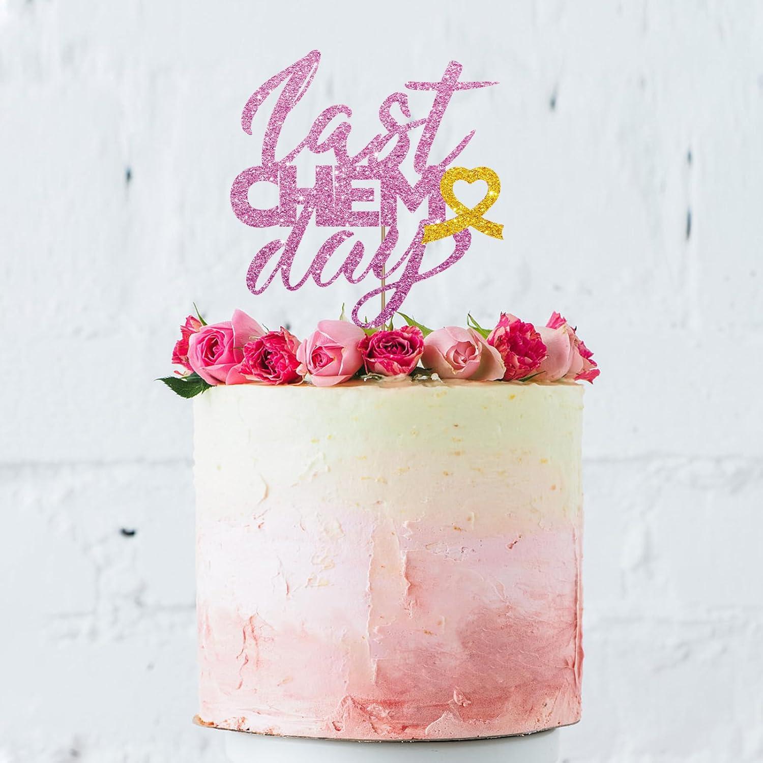 Toppers de pastel MINUET MINUTE quimioterapia rosa 15.2x6.9cm