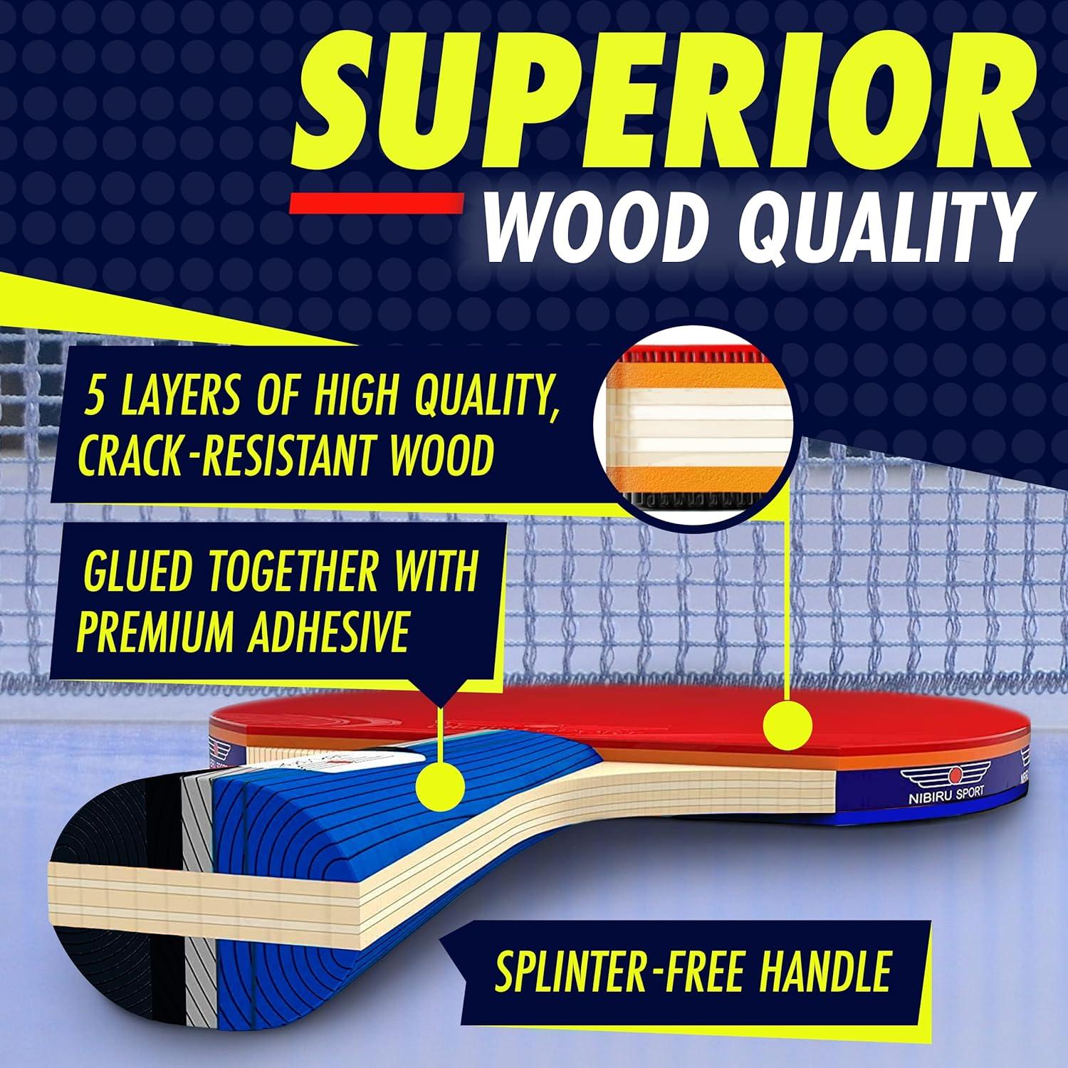 Conjunto de Ping Pong NIBIRU SPORT 4 Palas y Red Retráctil