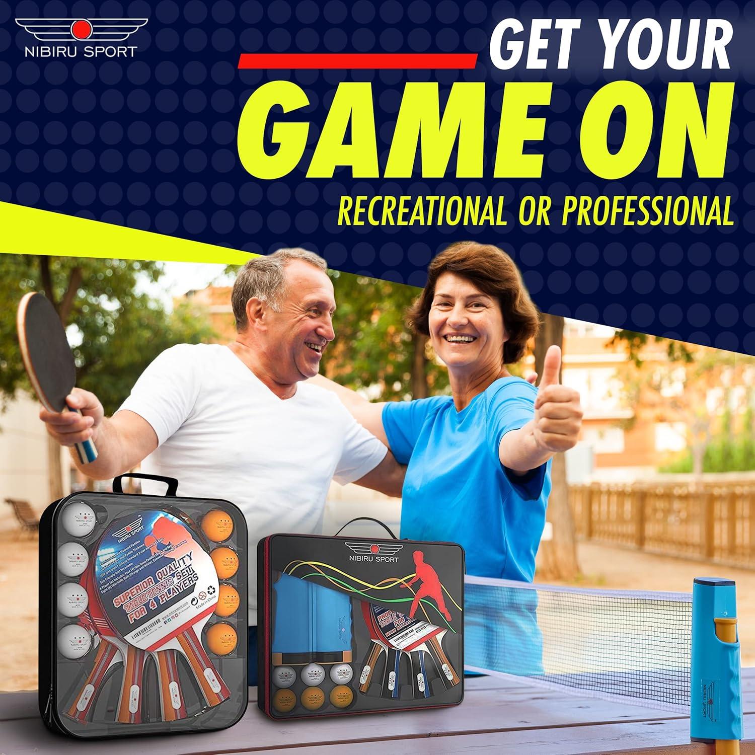 Conjunto de Ping Pong NIBIRU SPORT 4 Palas y Red Retráctil