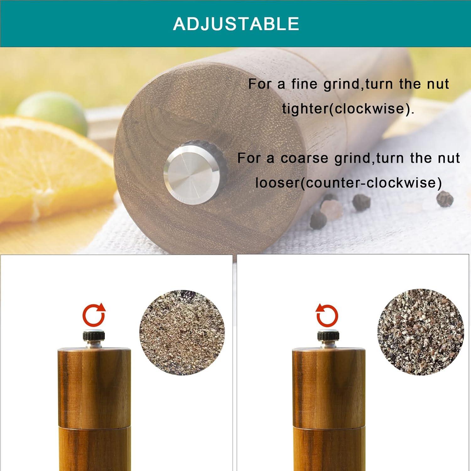 Molino de Sal y Pimienta YVAKE 20 cm Madera Acacia Ajustable