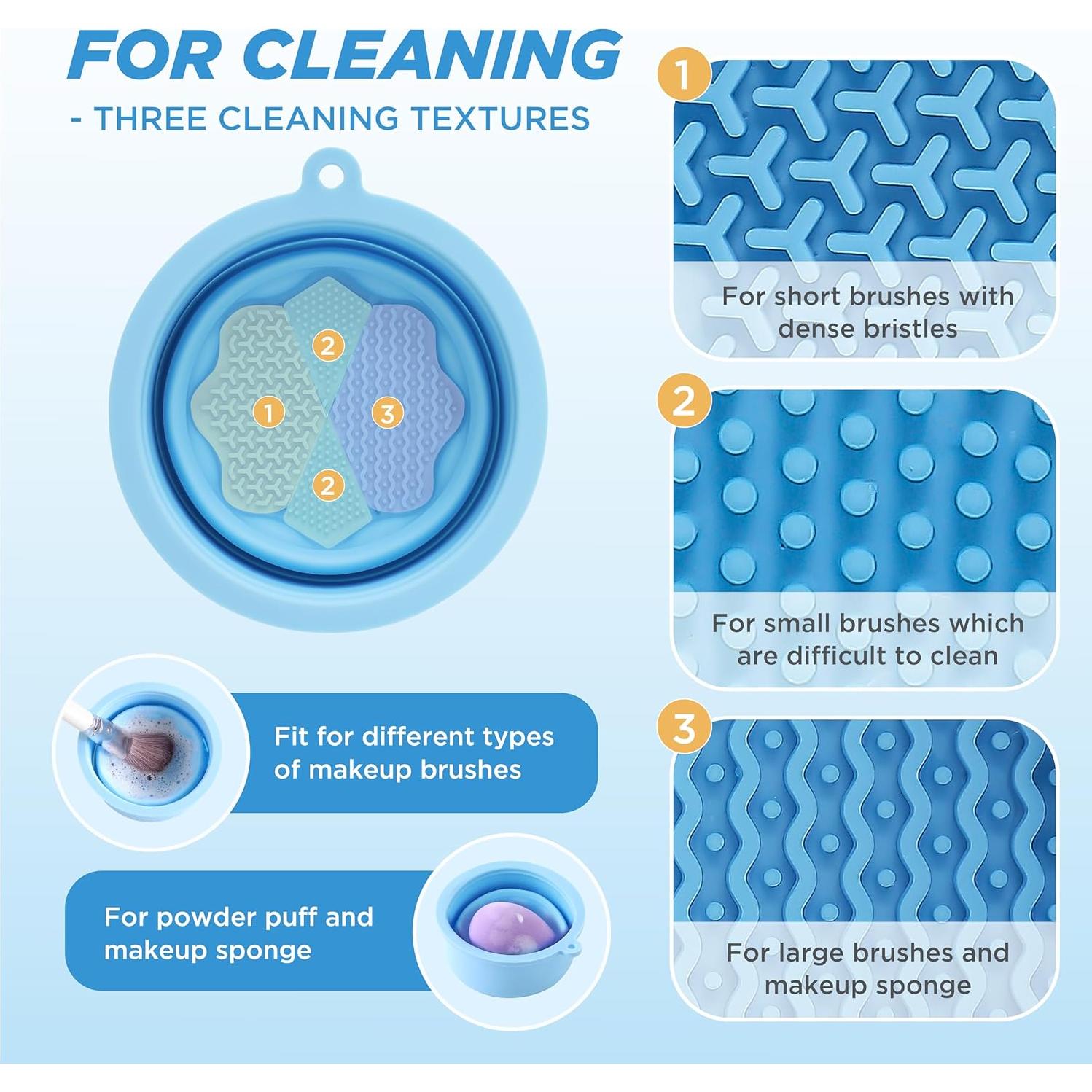 Limpiador de Brochas de Maquillaje SESENSE - Silicona Plegable Azul