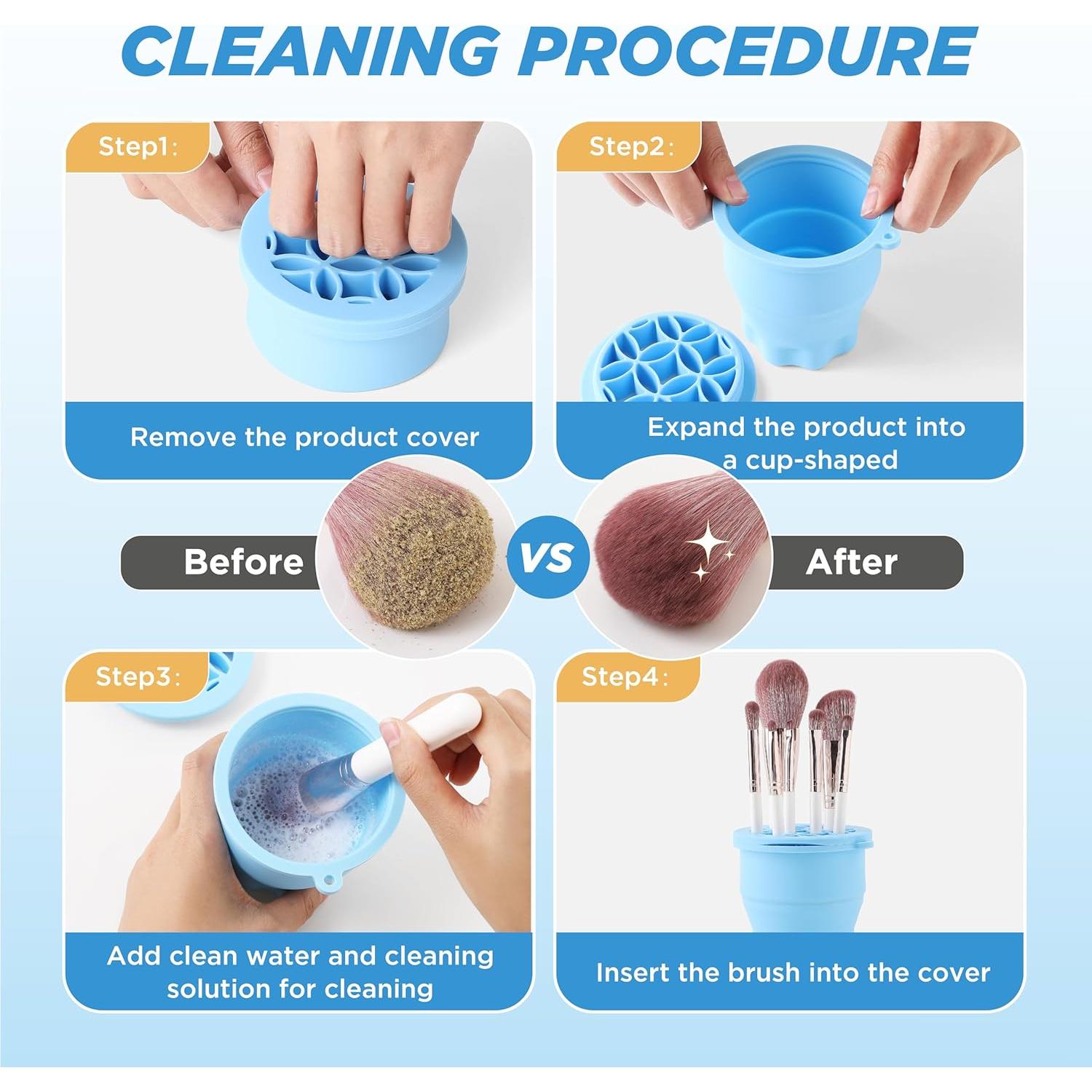 Limpiador de Brochas de Maquillaje SESENSE - Silicona Plegable Azul