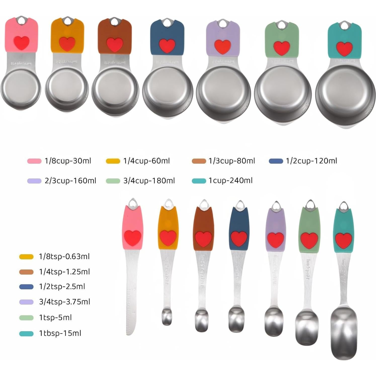 Juego de Cucharas y Tazas Medidoras Magnéticas IBER KING 14 Piezas