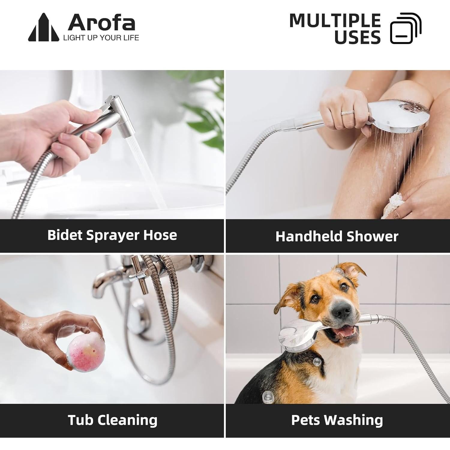 Manguera de Bidet Arofa Acero Inoxidable 1.2m Cromo