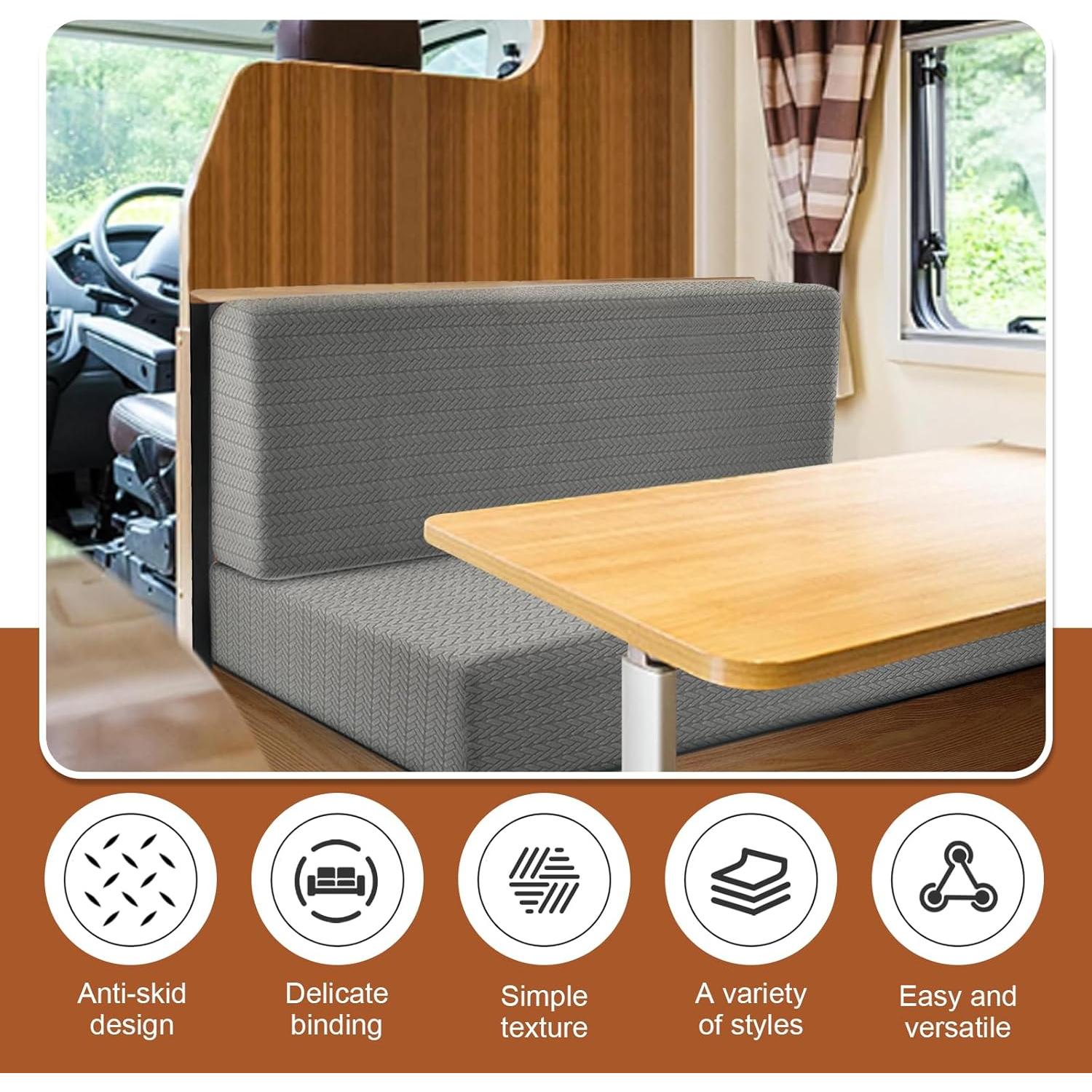 Cubiertas de Cojines para Sofá Dinette RV LWuuywa 2PCS Gris