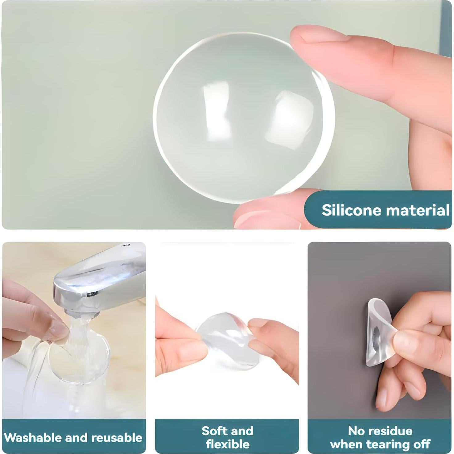 Protectores de Pared E FBOCK 6 Pcs Silicona Transparente 4cm