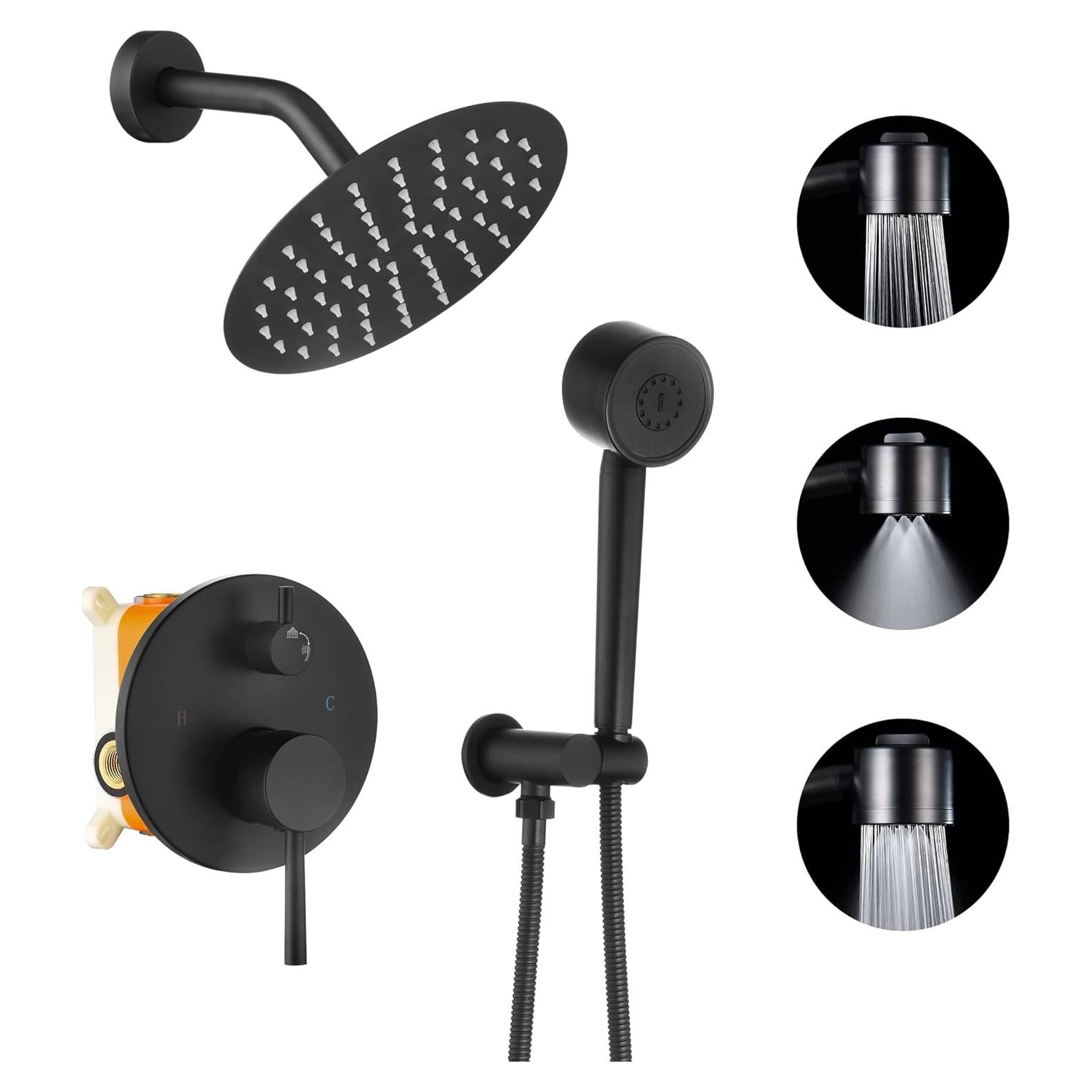 Conjunto de Grifos de Ducha Foroute Negro Mate 8" (20.32 cm)