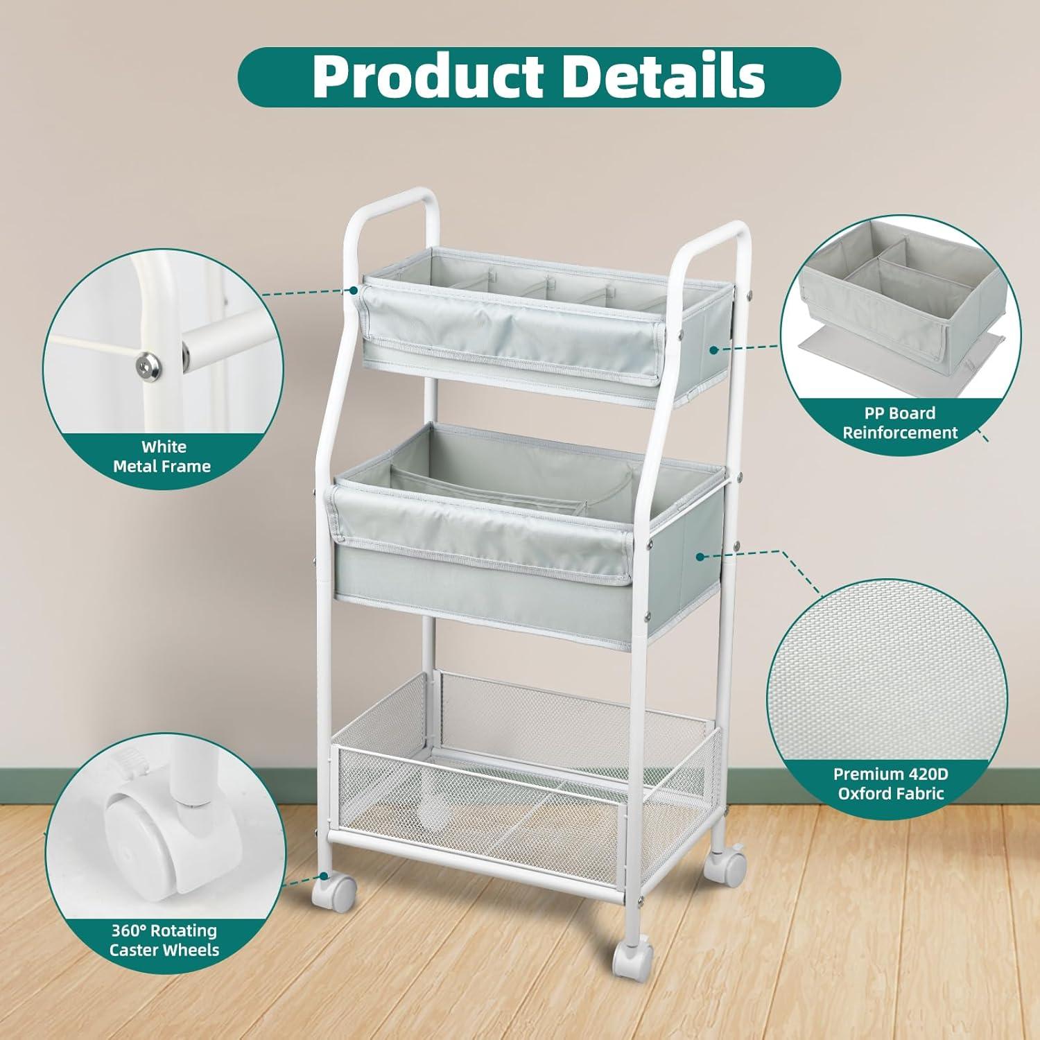 Carro Rodante de Utilidad Moteph 3 Niveles Gris 39x29x78cm