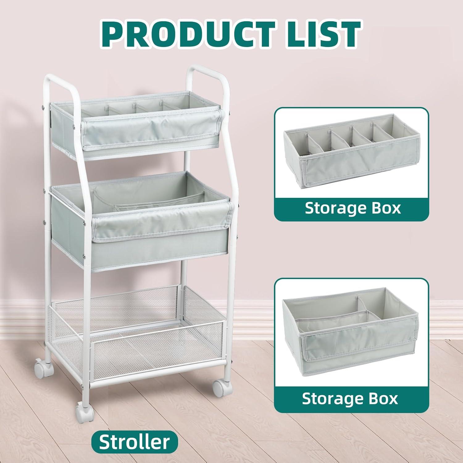 Carro Rodante de Utilidad Moteph 3 Niveles Gris 39x29x78cm