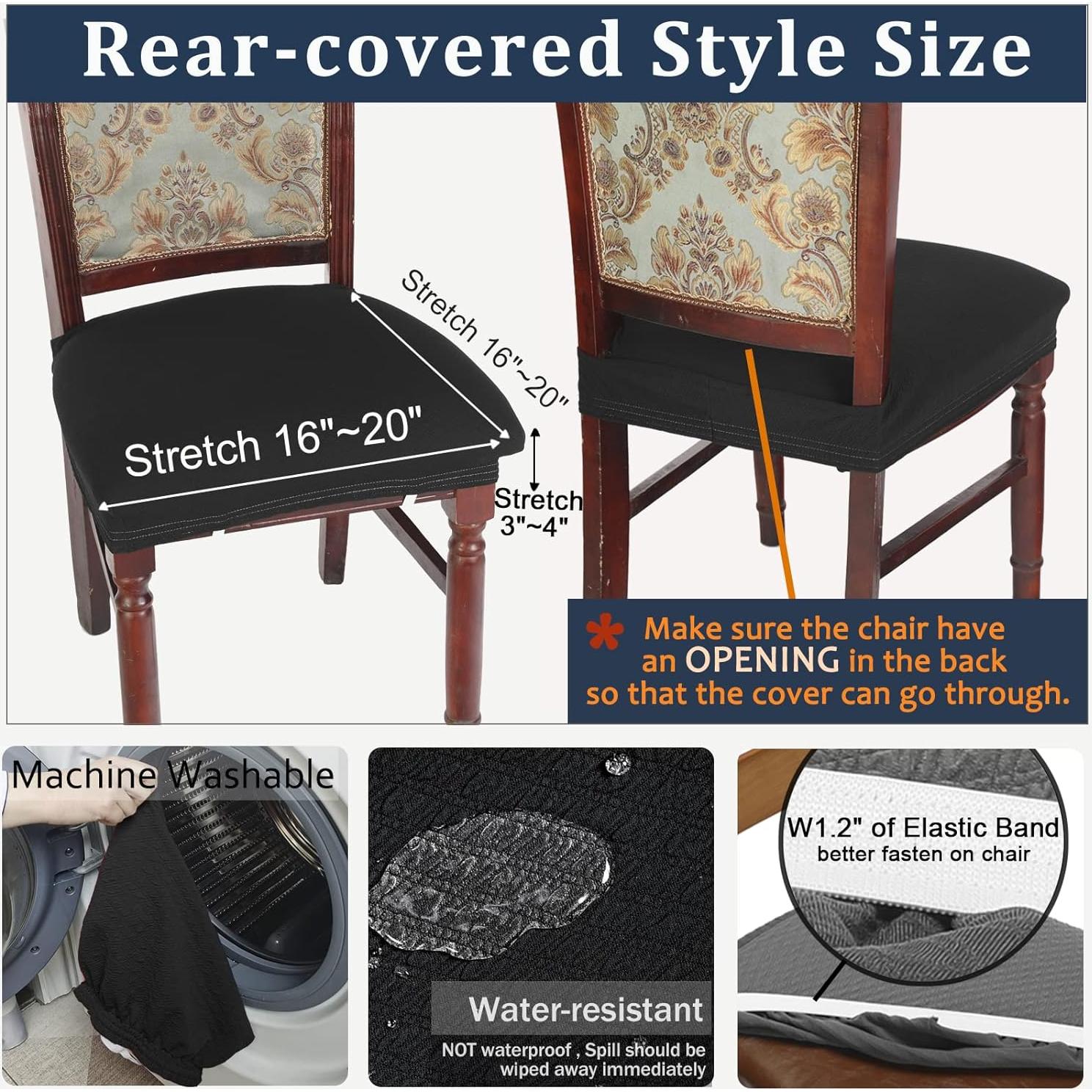 Funda de Silla de Comedor BUYUE Set de 4 Jacquard Elástico