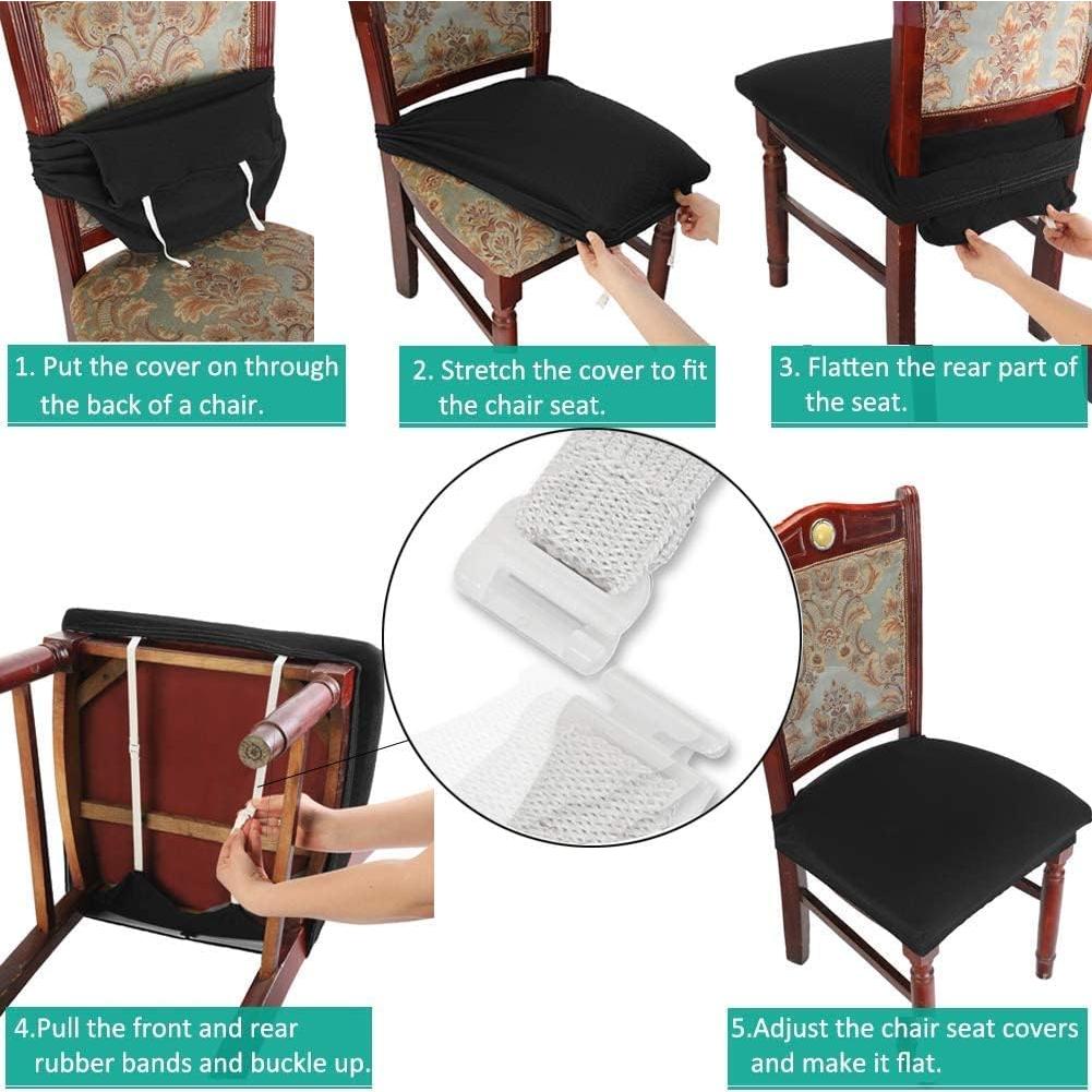 Funda de Silla de Comedor BUYUE Set de 4 Jacquard Elástico