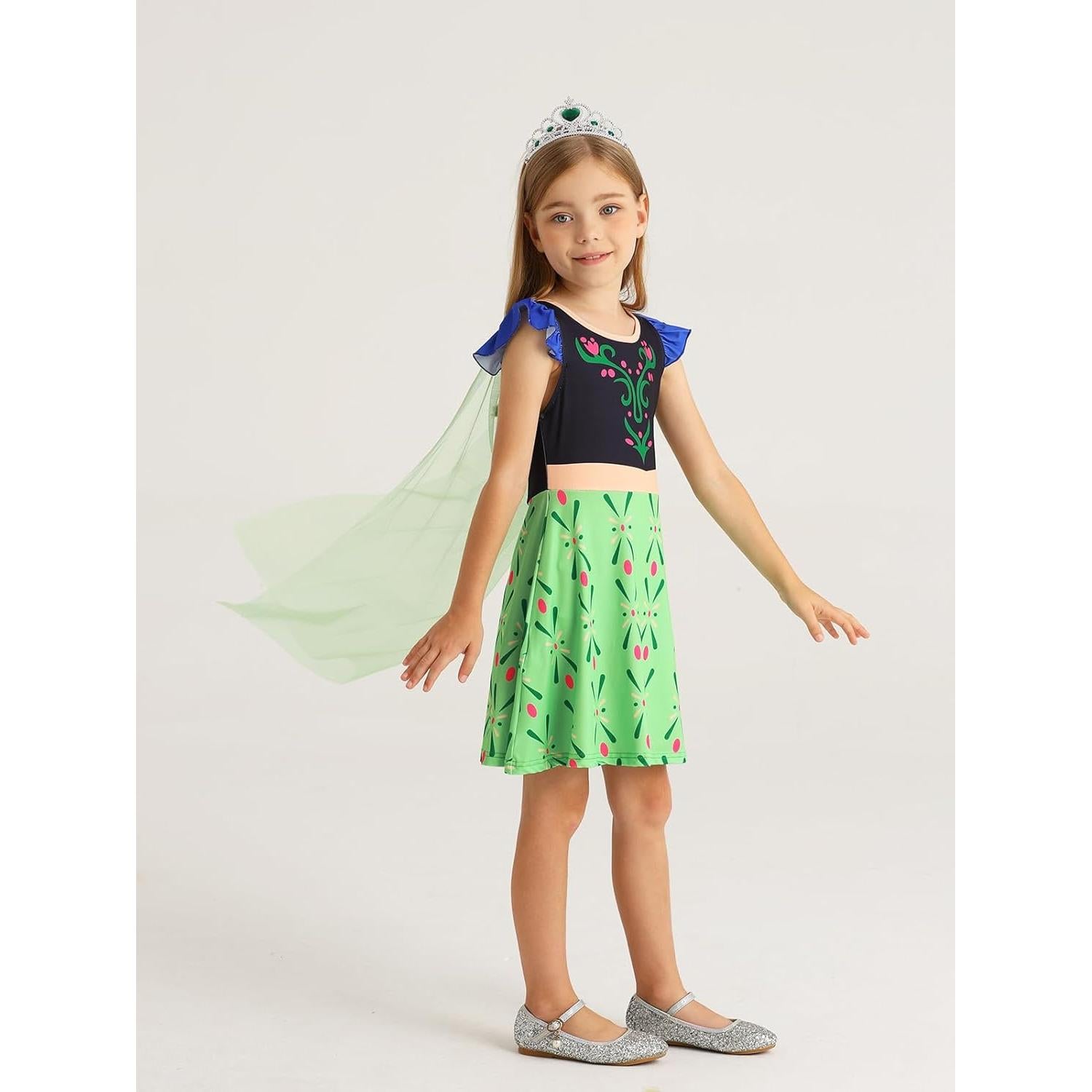 Vestido de Princesa WonderBabe con Capa para Niñas 1-10 años
