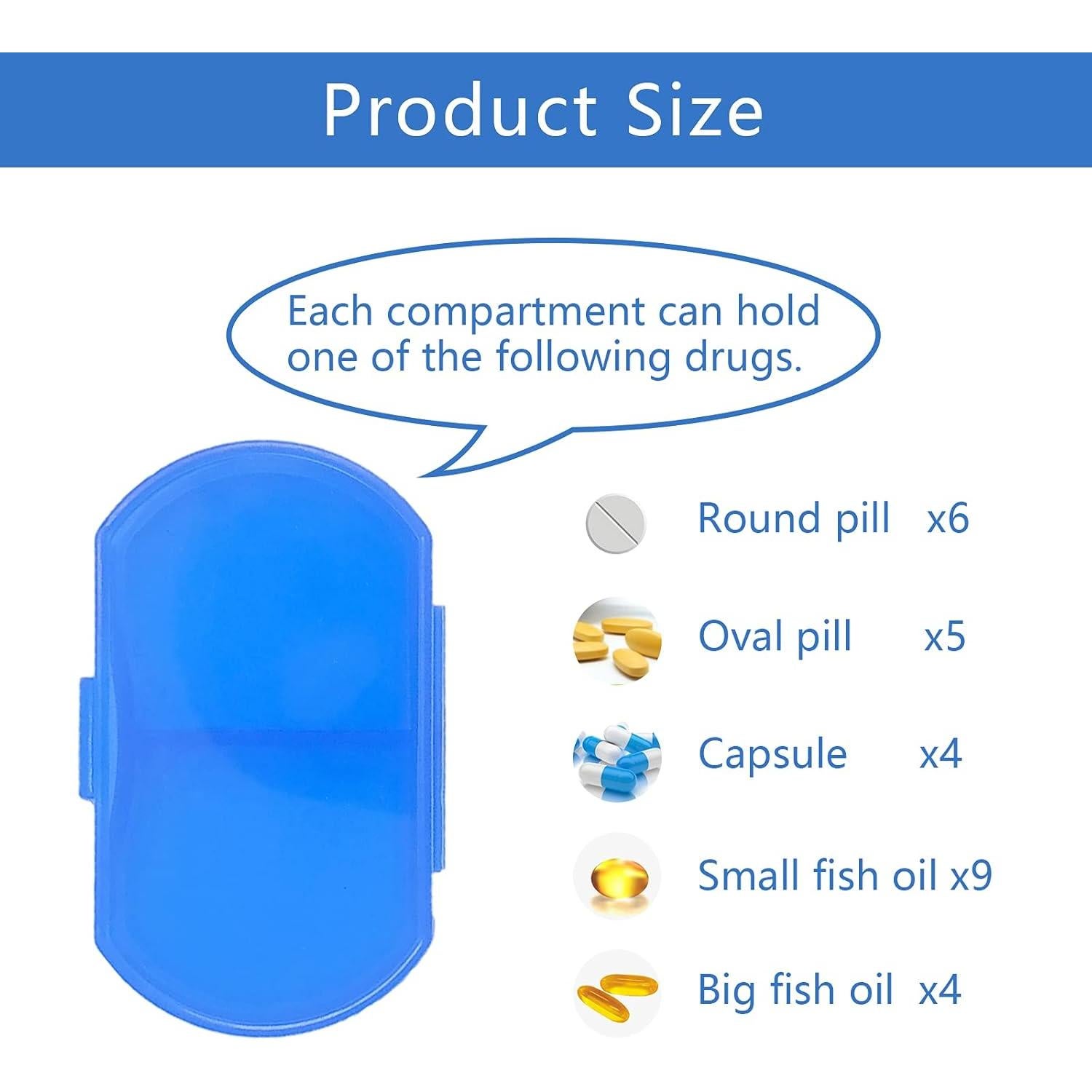 Organizador de Pastillas INVODA 8PCS Azul Compacto