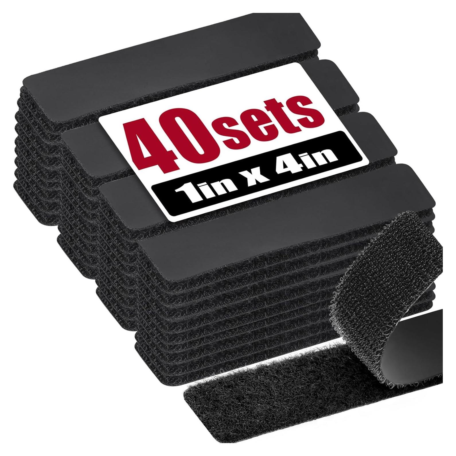 Cinta de Gancho y Bucle Adhesiva Navona 2.54x10.16 cm Negra