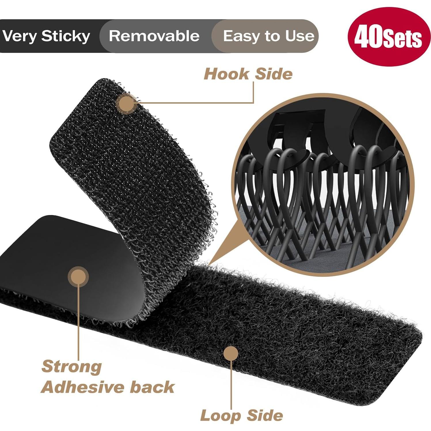 Cinta de Gancho y Bucle Adhesiva Navona 2.54x10.16 cm Negra