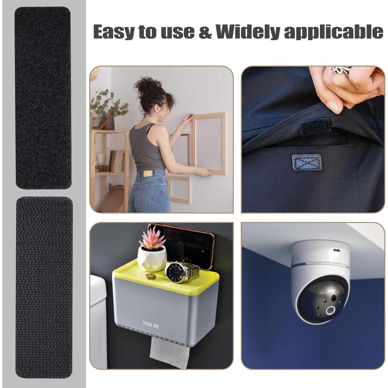 Cinta de Gancho y Bucle Adhesiva Navona 2.54x10.16 cm Negra