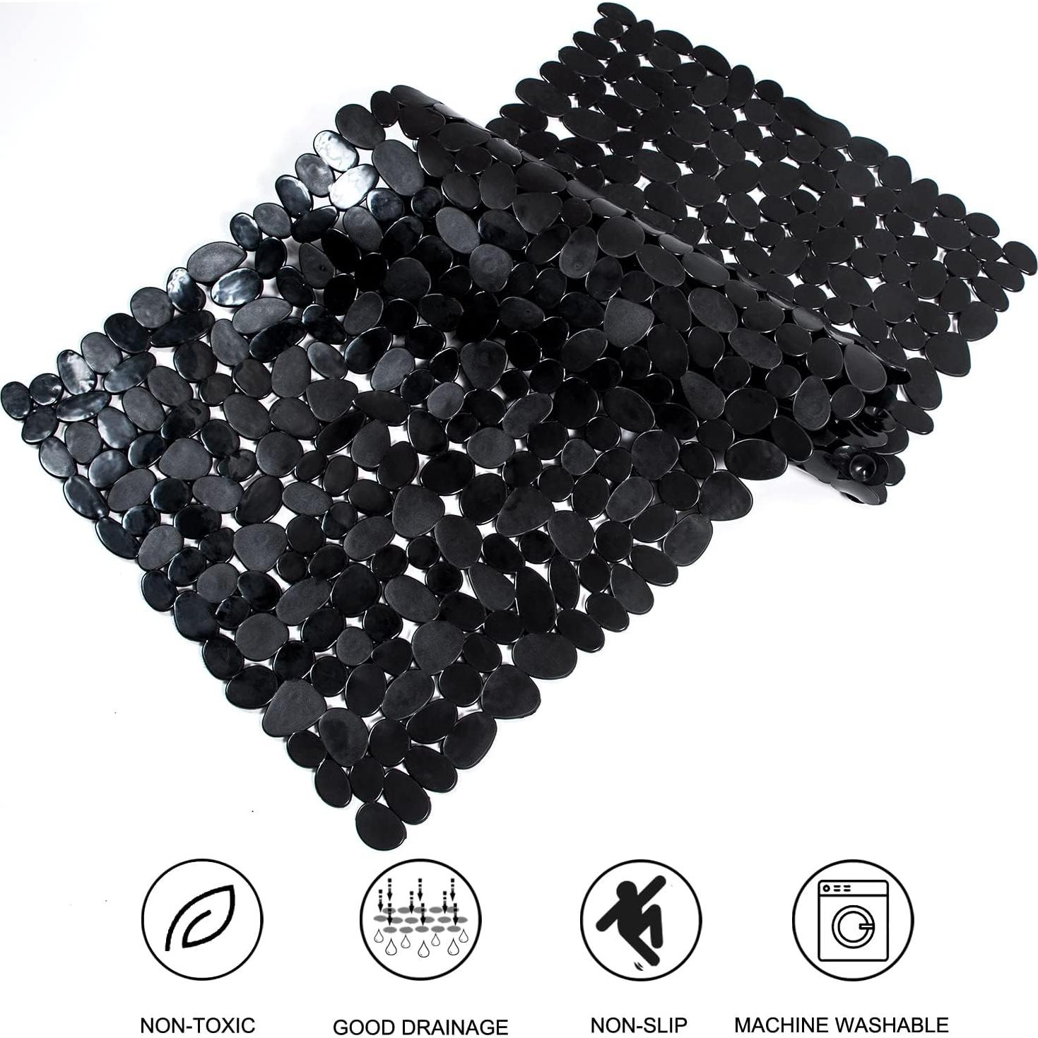 Alfombrilla de Baño Antideslizante TEESHLY 89x41cm Negro