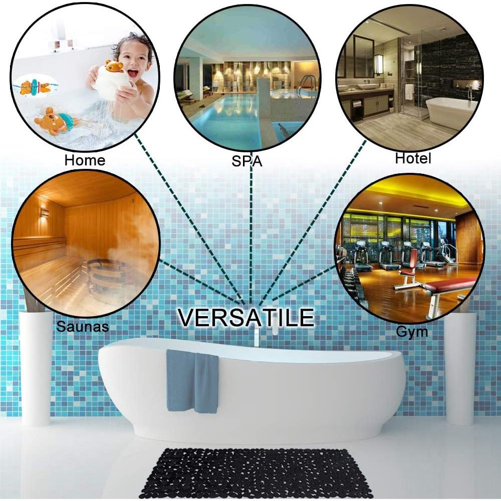 Alfombrilla de Baño Antideslizante TEESHLY 89x41cm Negro