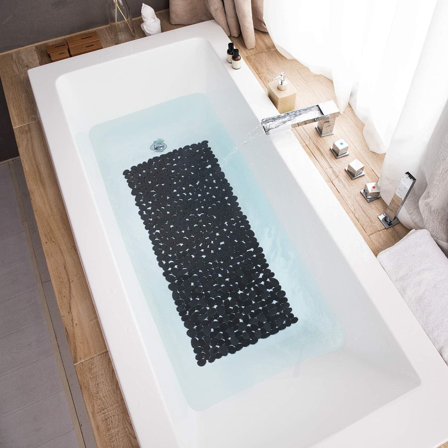 Alfombrilla de Baño Antideslizante TEESHLY 89x41cm Negro
