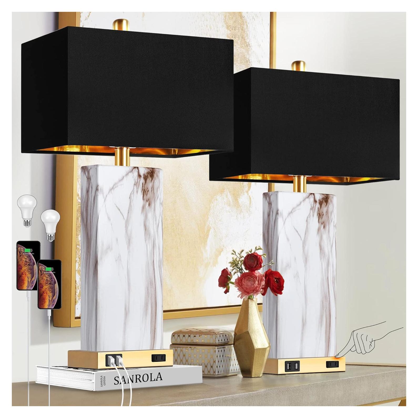 Juego de 2 lámparas de mesa PARTPHONER con USB y AC