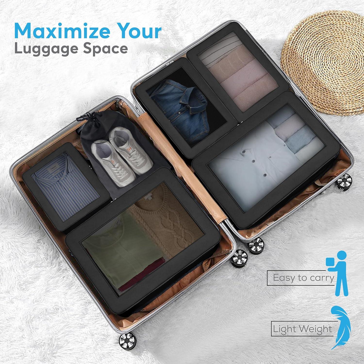 Set de 4 Cubos de Compresión SafiSpiral para Empacar - Negro