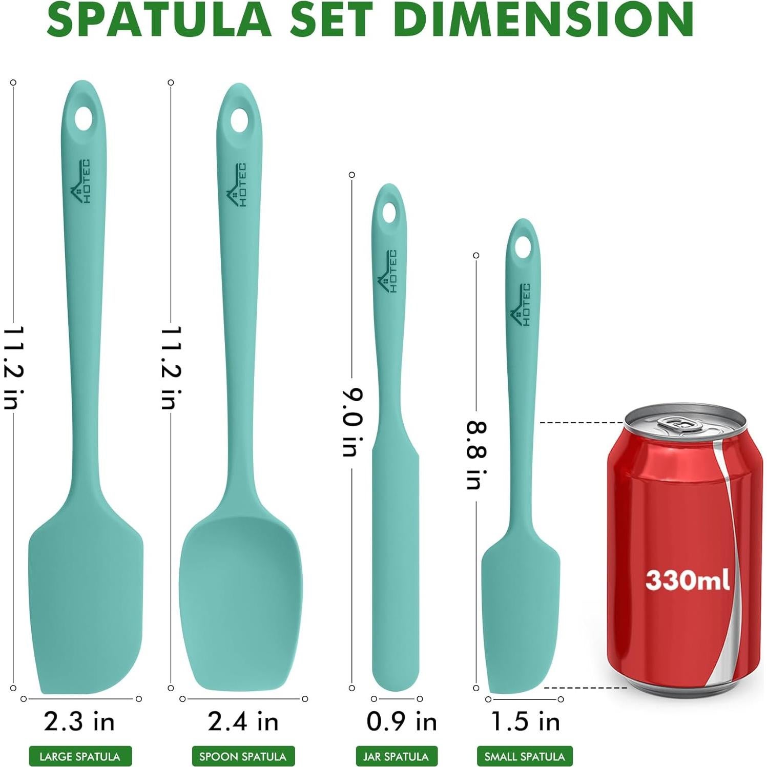 Juego de Espátulas de Silicona HOTEC 4 Piezas Resistente al Calor