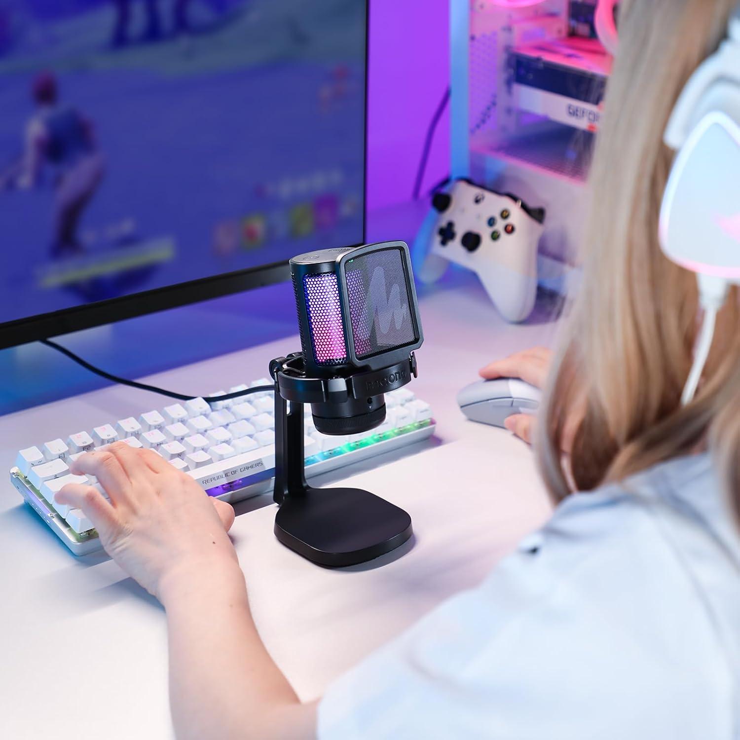 Micrófono USB MAONO GamerWave DGM20 con RGB y Cancelación de Ruido