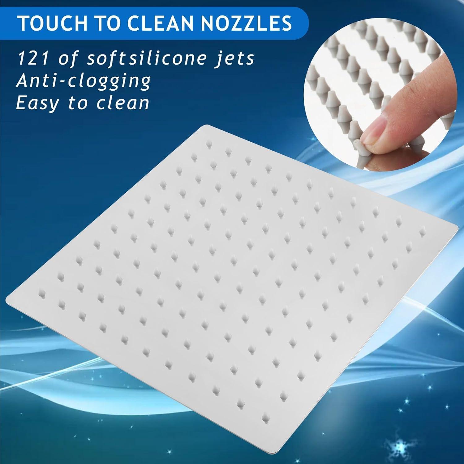 Cabezal de Ducha Voolan 10" Cuadrado con Filtro Acero Inoxidable