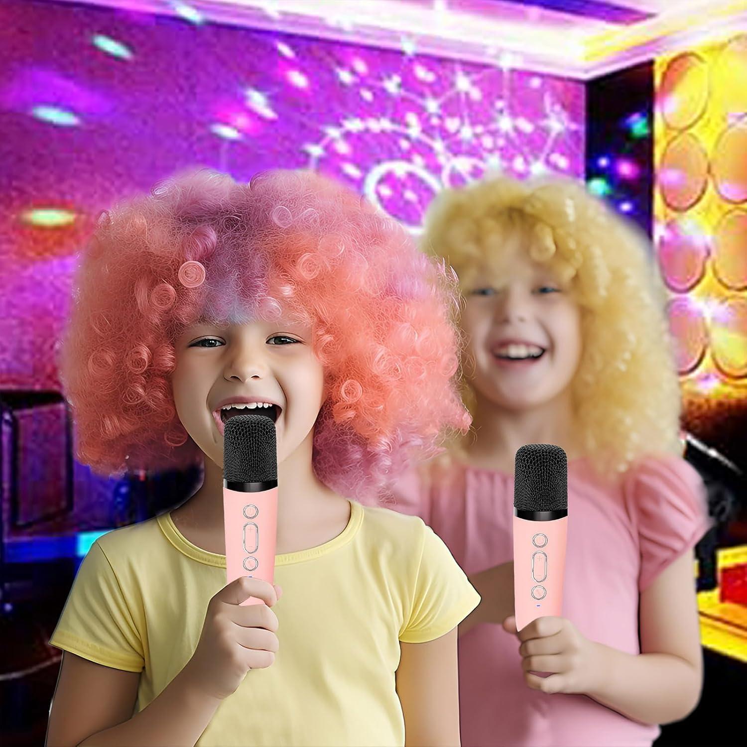 Karaoke Infantil DEABOLAR Rosa con 2 Micrófonos y Luz