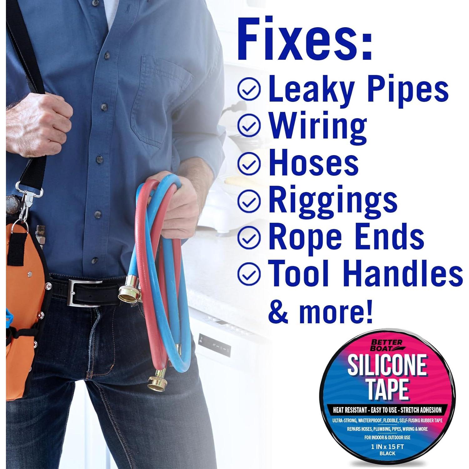 Cinta de Silicona Negra 15 pies 1" Better Boat - Impermeable