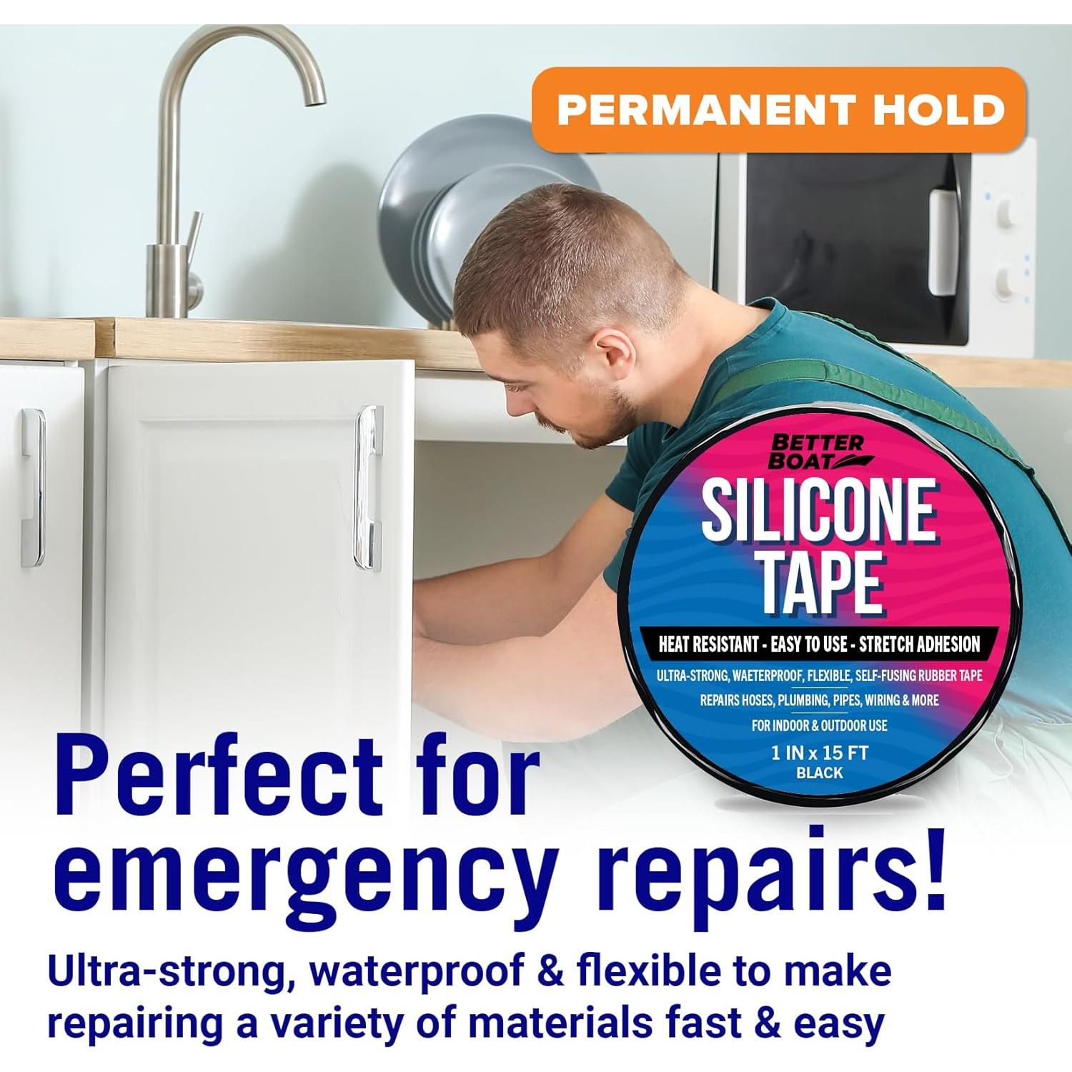 Cinta de Silicona Negra 15 pies 1" Better Boat - Impermeable