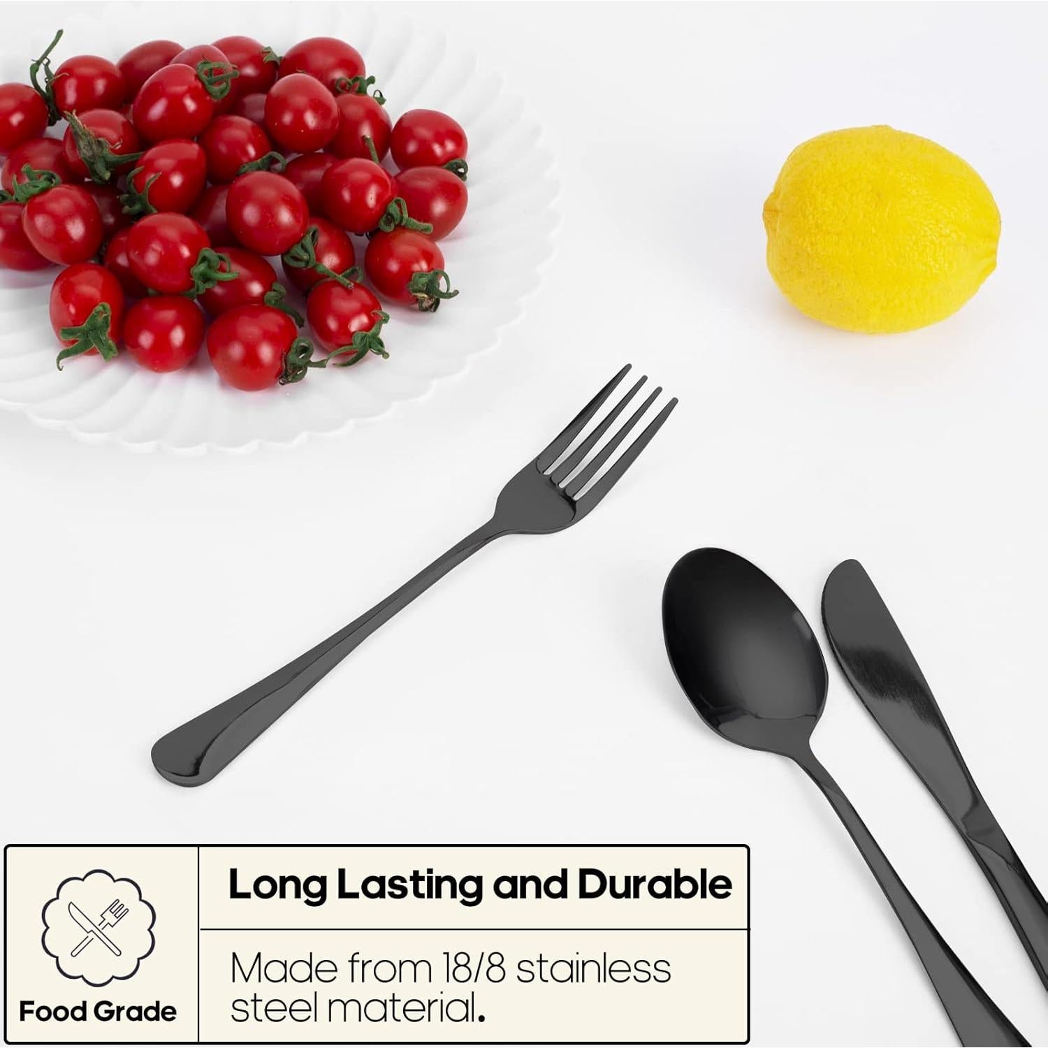 Conjunto de Utensilios de Viaje Quatish 5 PZS Acero Inoxidable Negro