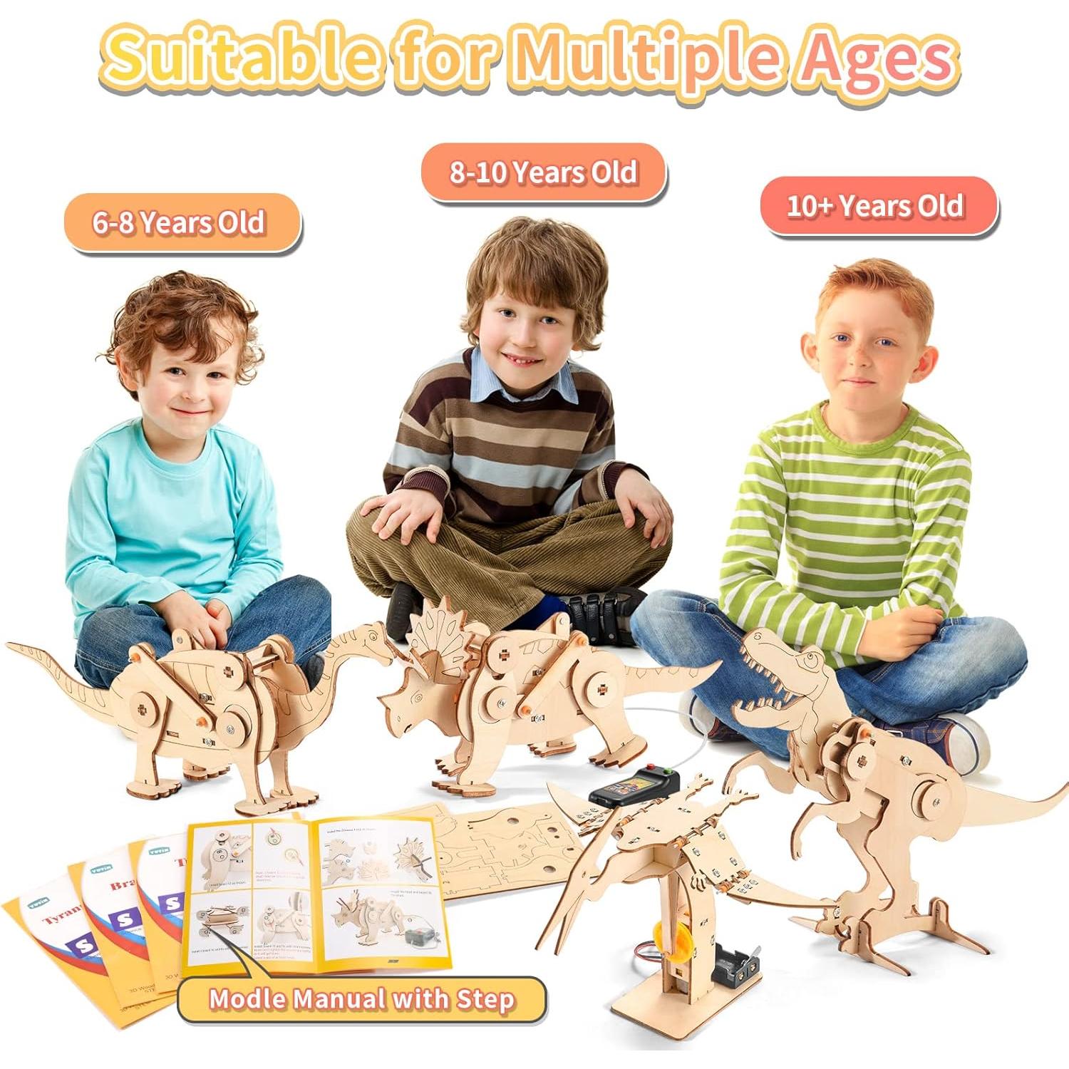 Kits STEM de Dinosaurios YUTIN - 4 Proyectos de Madera 8-12 Años