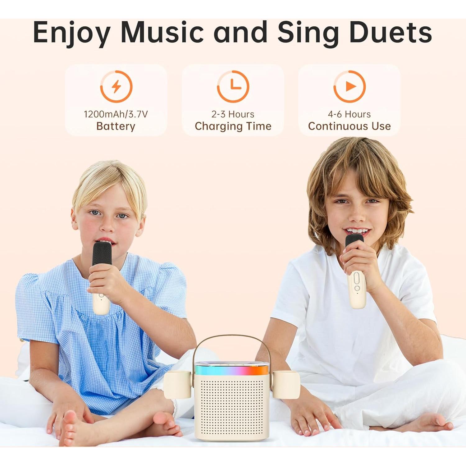 Máquina de Karaoke DRSYXCS para Niños con 2 Micrófonos