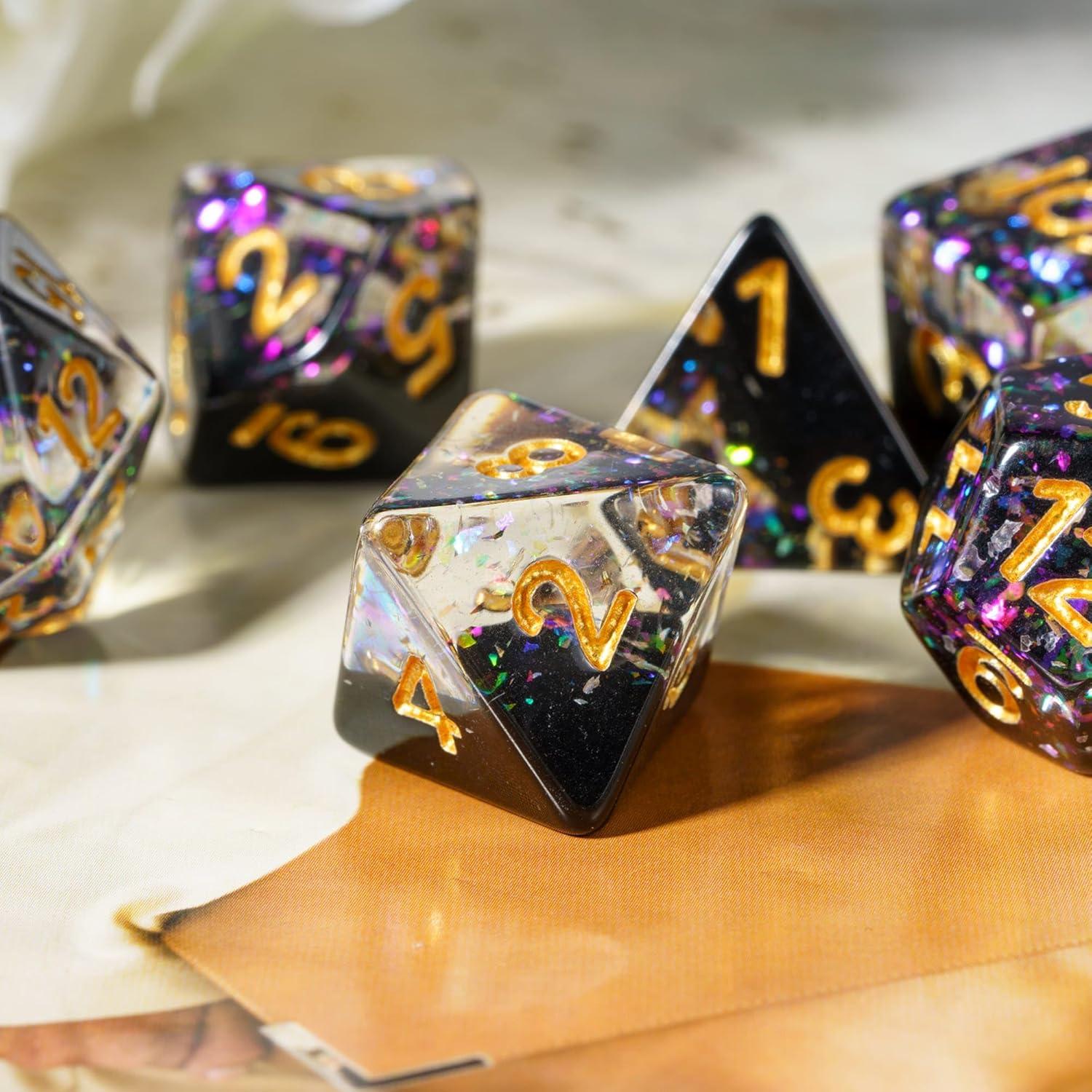 Juego de Dados Poliedricos HDdais 7PCS Resina Colorida DND