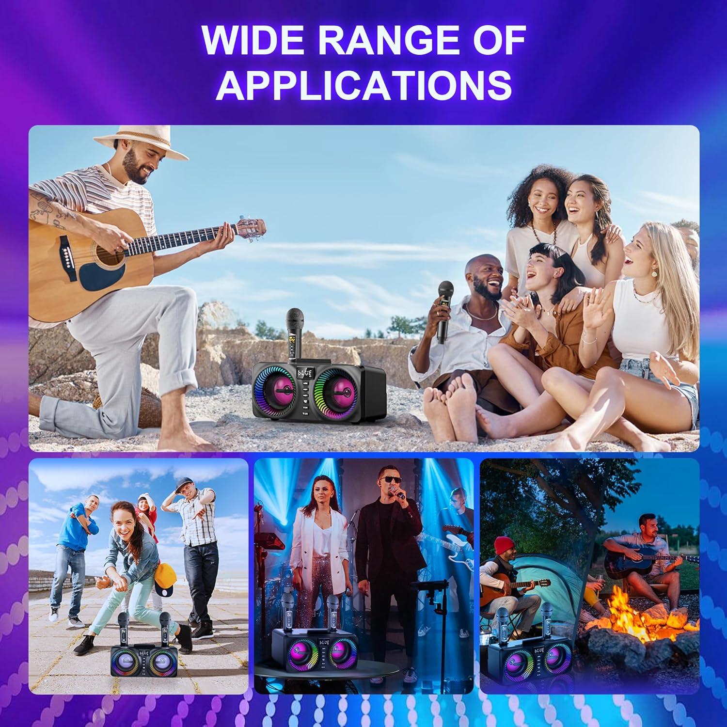 Karaoke Portátil MusyVocay NT001 con 2 Micrófonos y LED